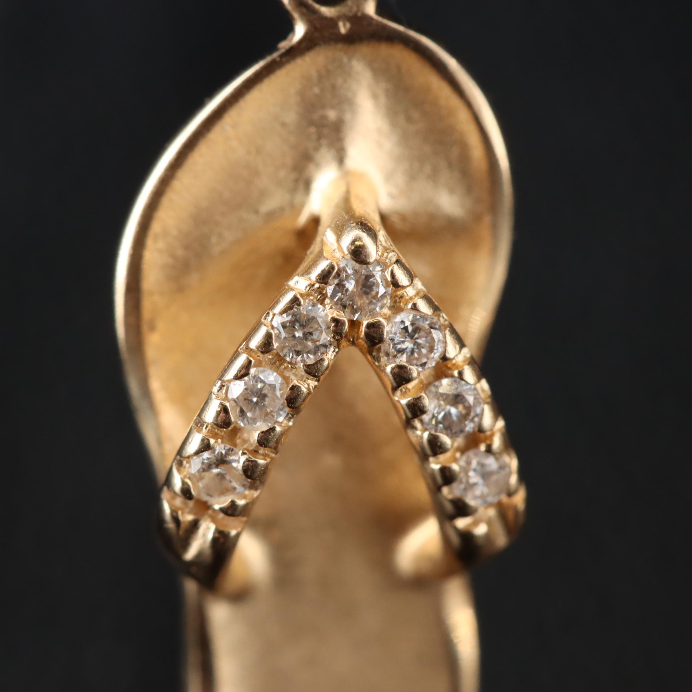 Na Hoku "Hawaiian Slipper" 14K 0.20 CTW Diamond Pendant and Earrings
