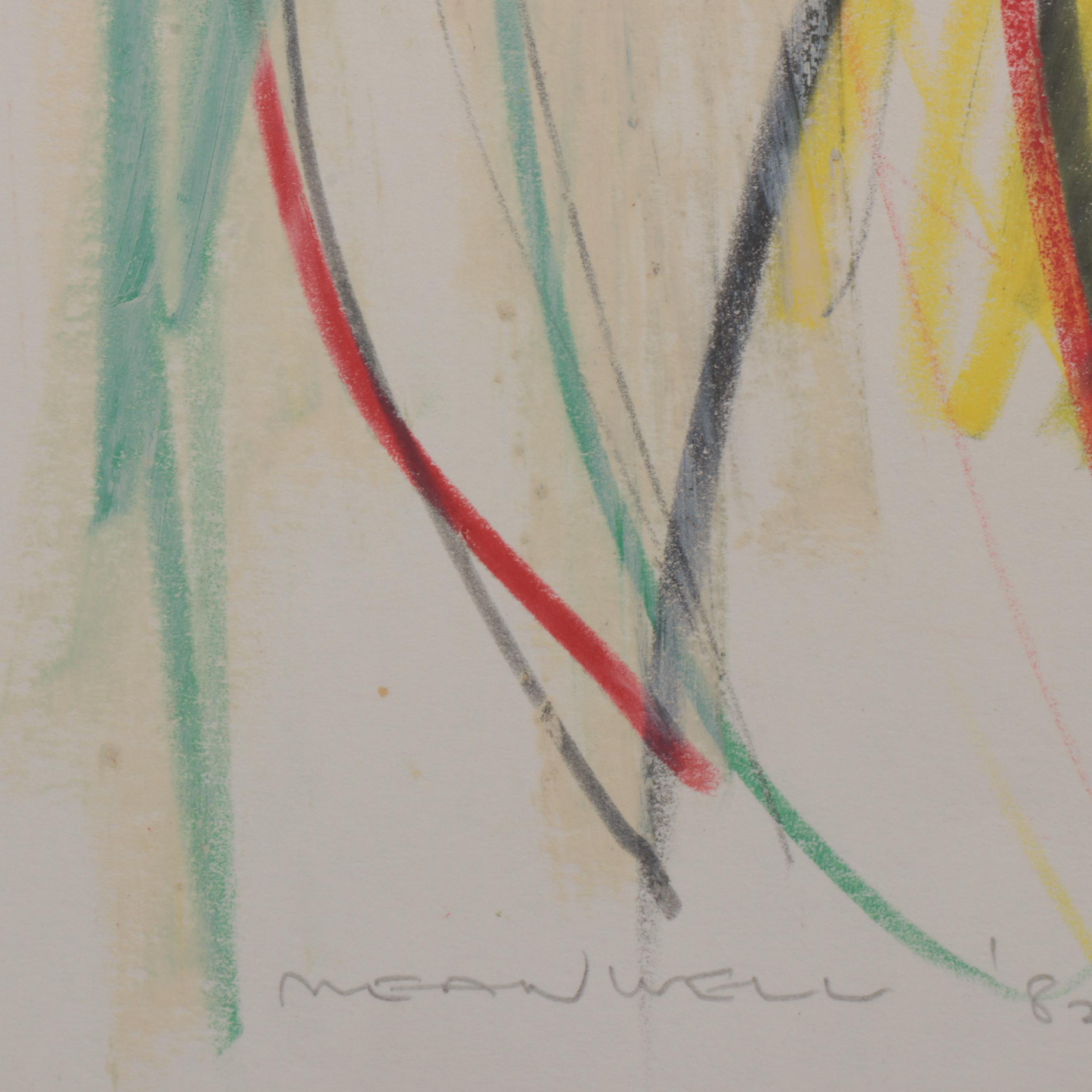Jack Meanwell Expressionist Oil Pastel Figure Drawing, 1982