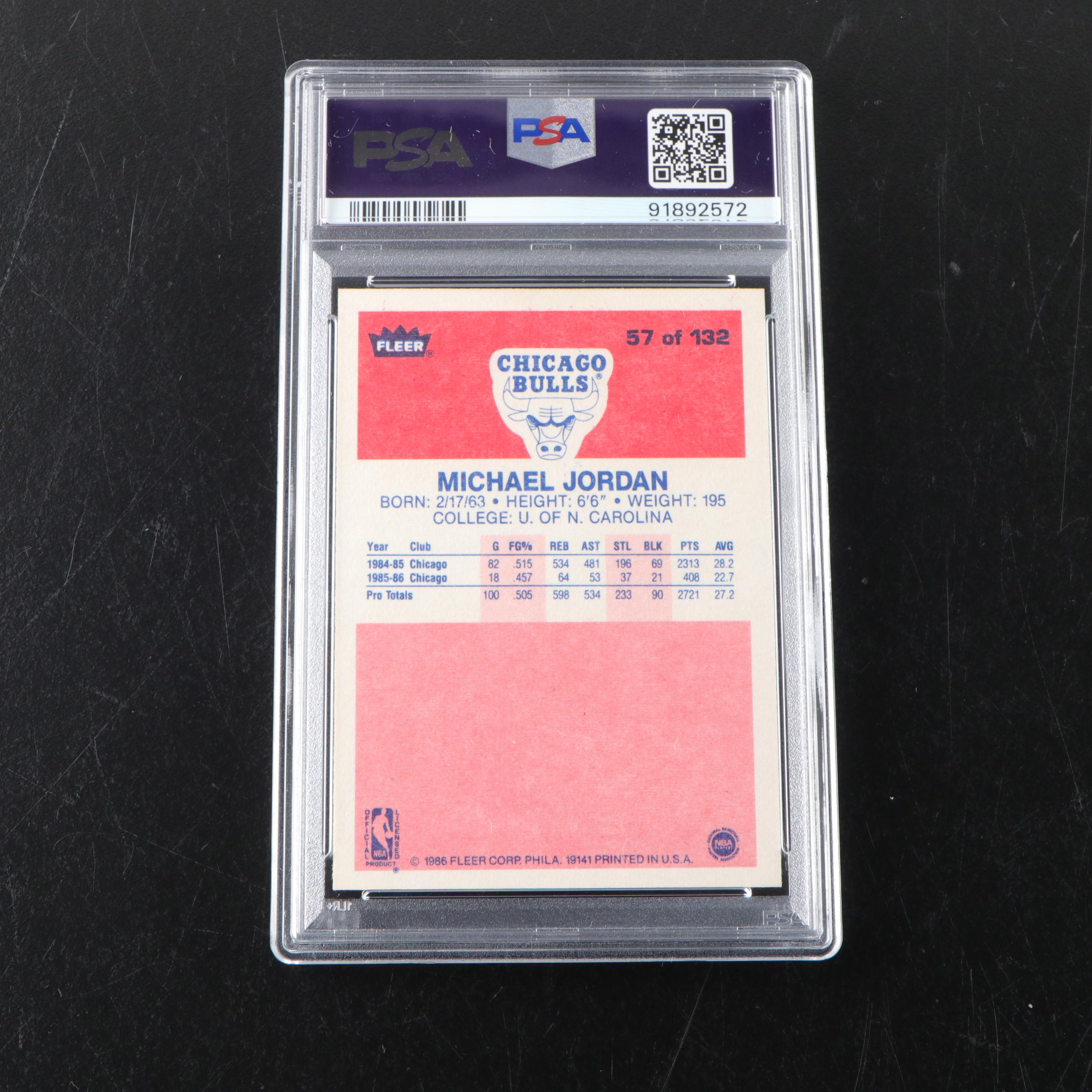 1986–87 Fleer Michael Jordan Chicago Bulls Rookie Basketball Card Graded PSA 5