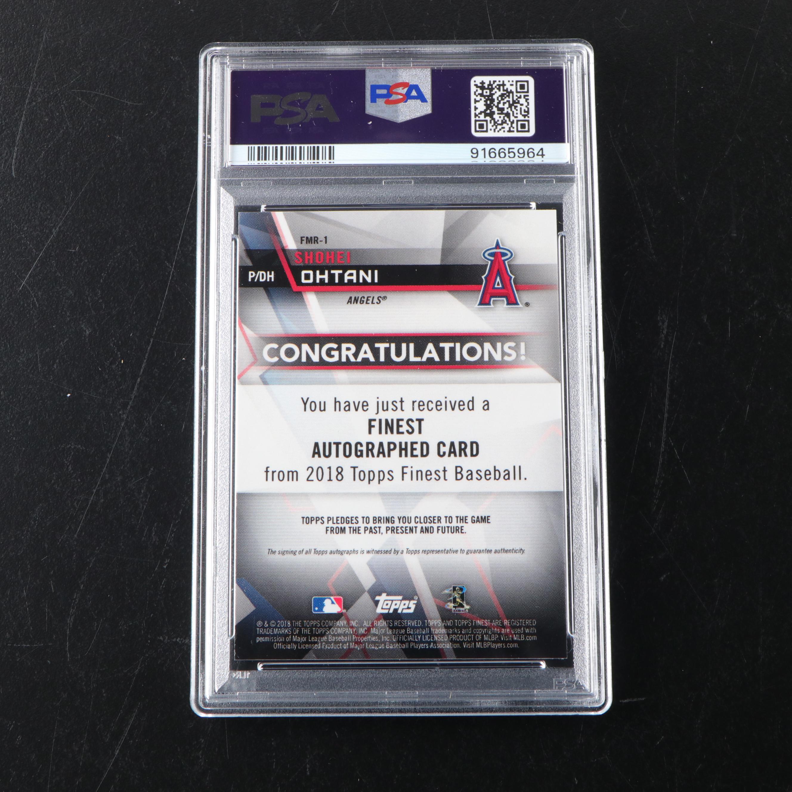 2018 Topps Finest Shoehi Ohtani Signed Rookie Card #ed 23/99 Graded PSA 9