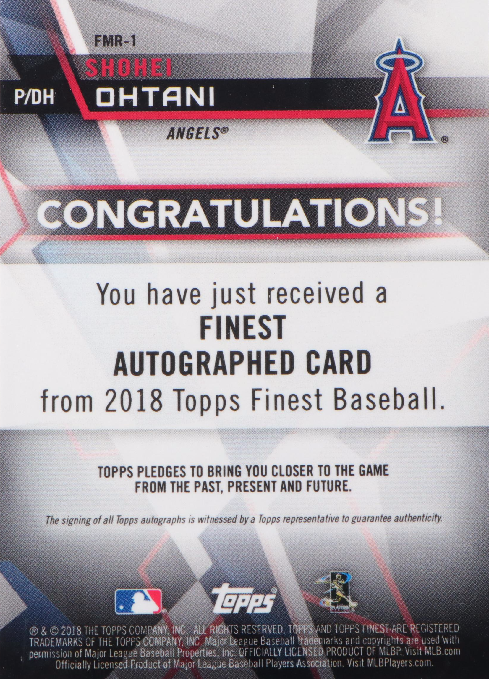 2018 Topps Finest Shoehi Ohtani Signed Rookie Card #ed 23/99 Graded PSA 9