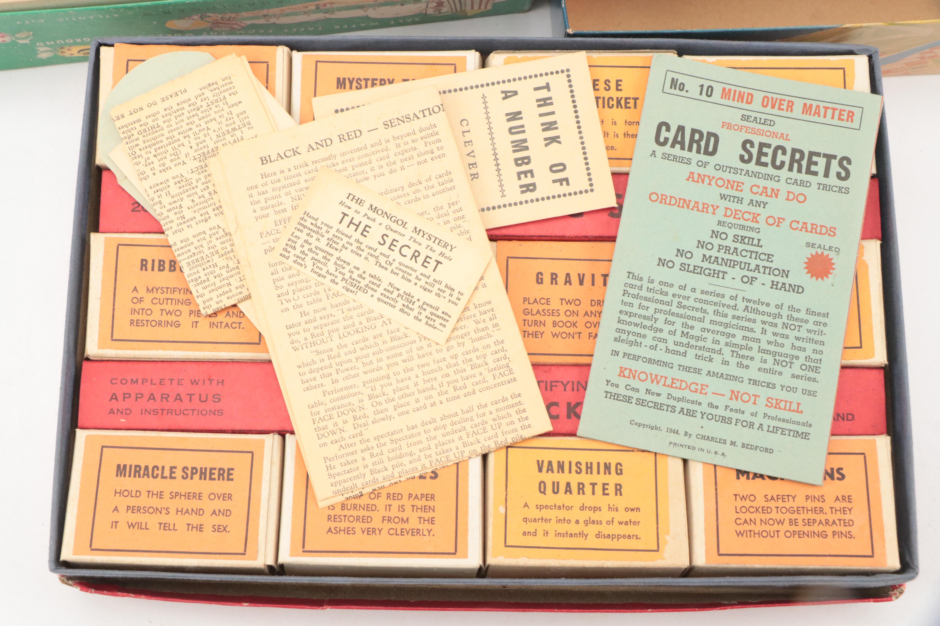 Senior Magic Set, Blue Ribbon "Chest of Games" and More, Mid-20th Century