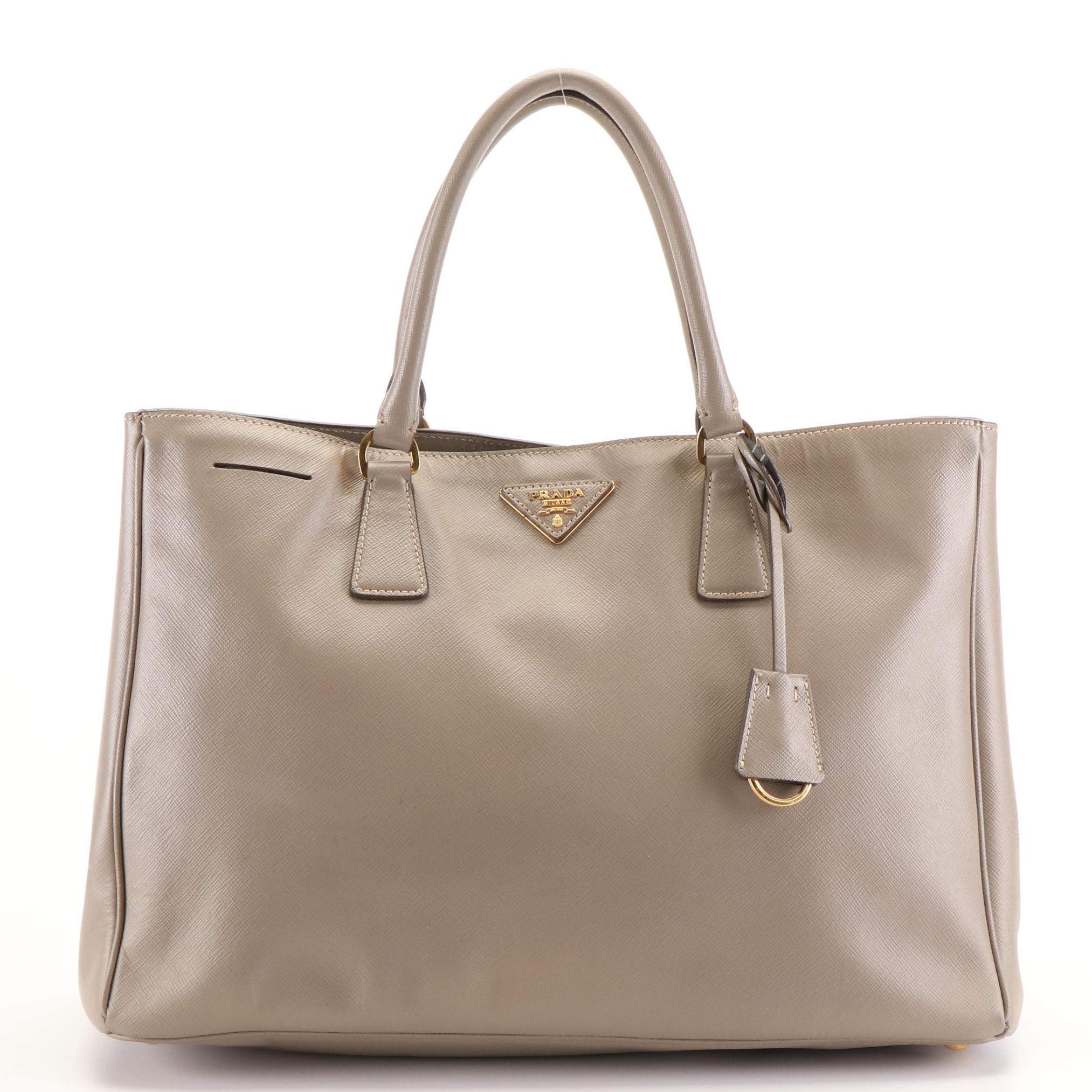 Prada Executive Galleria Tote Bag in Grey Saffiano Lux Leather