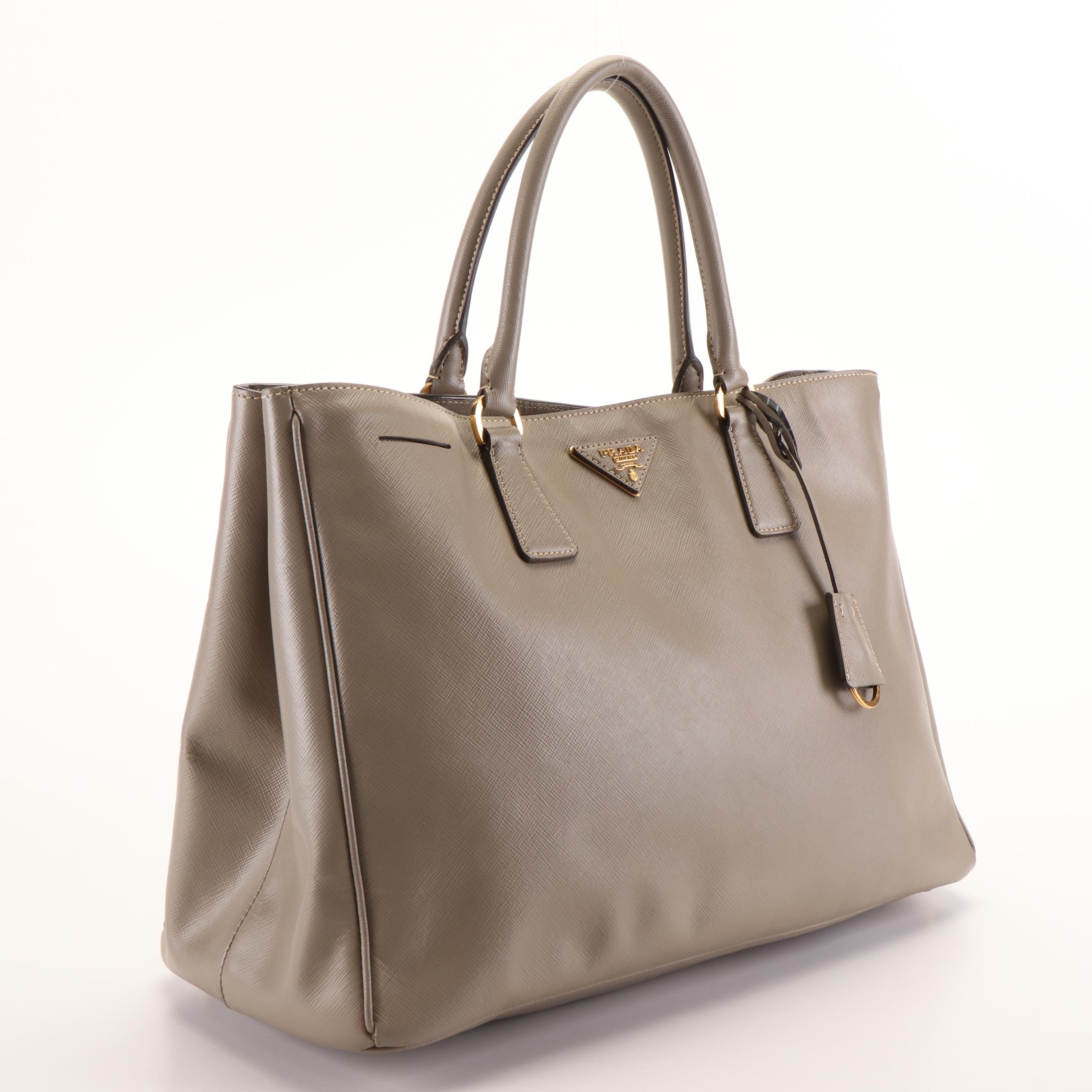 Prada Executive Galleria Tote Bag in Grey Saffiano Lux Leather