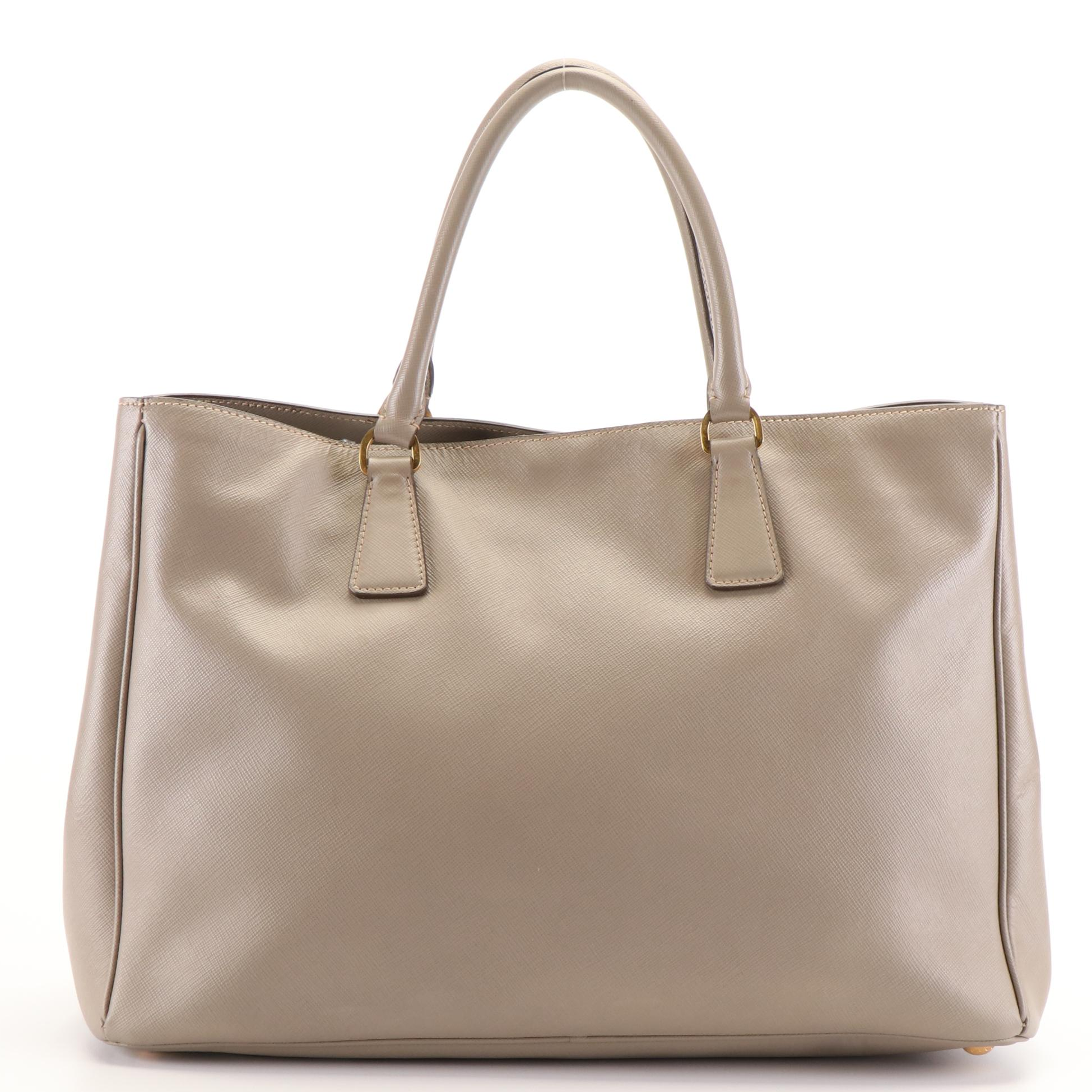 Prada Executive Galleria Tote Bag in Grey Saffiano Lux Leather