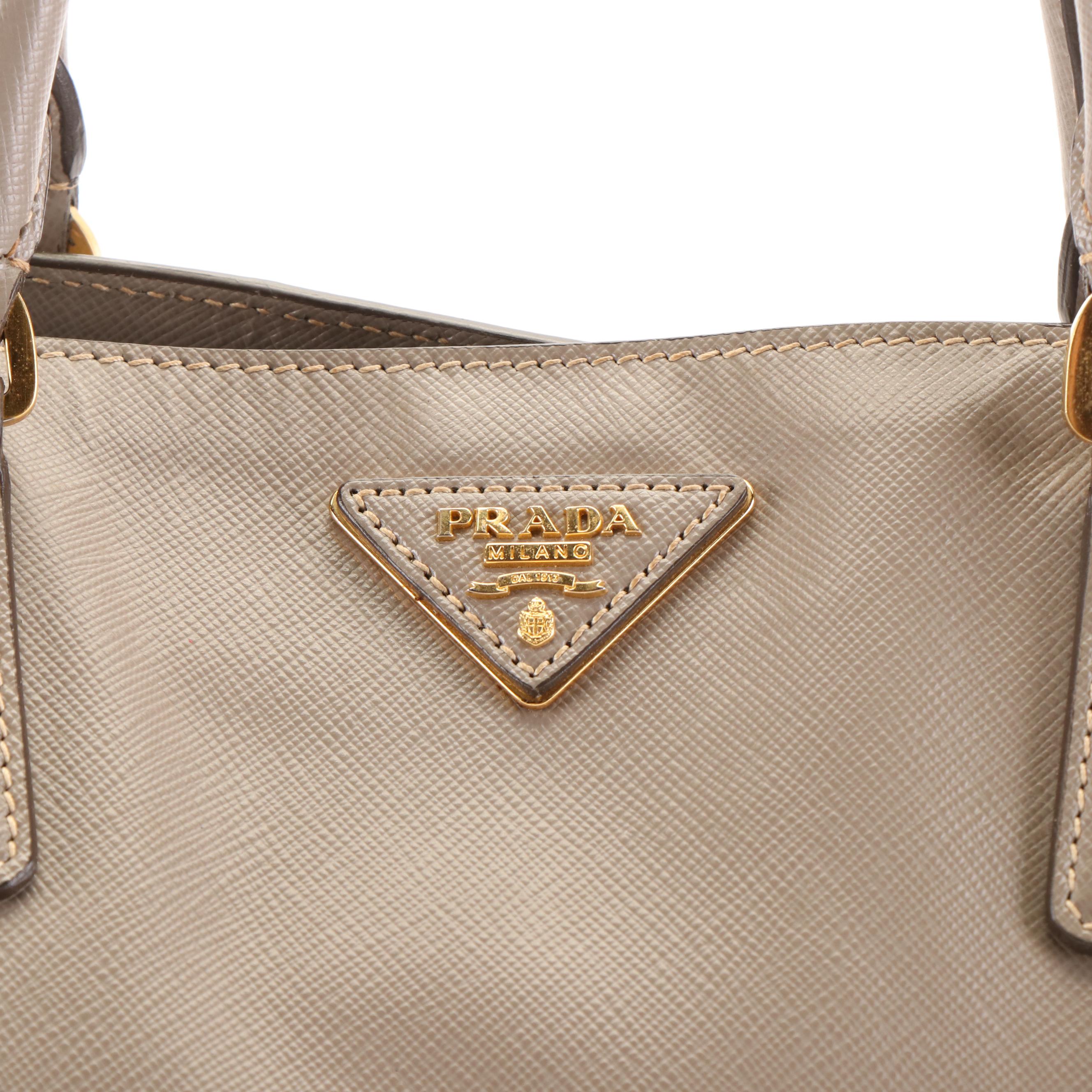 Prada Executive Galleria Tote Bag in Grey Saffiano Lux Leather