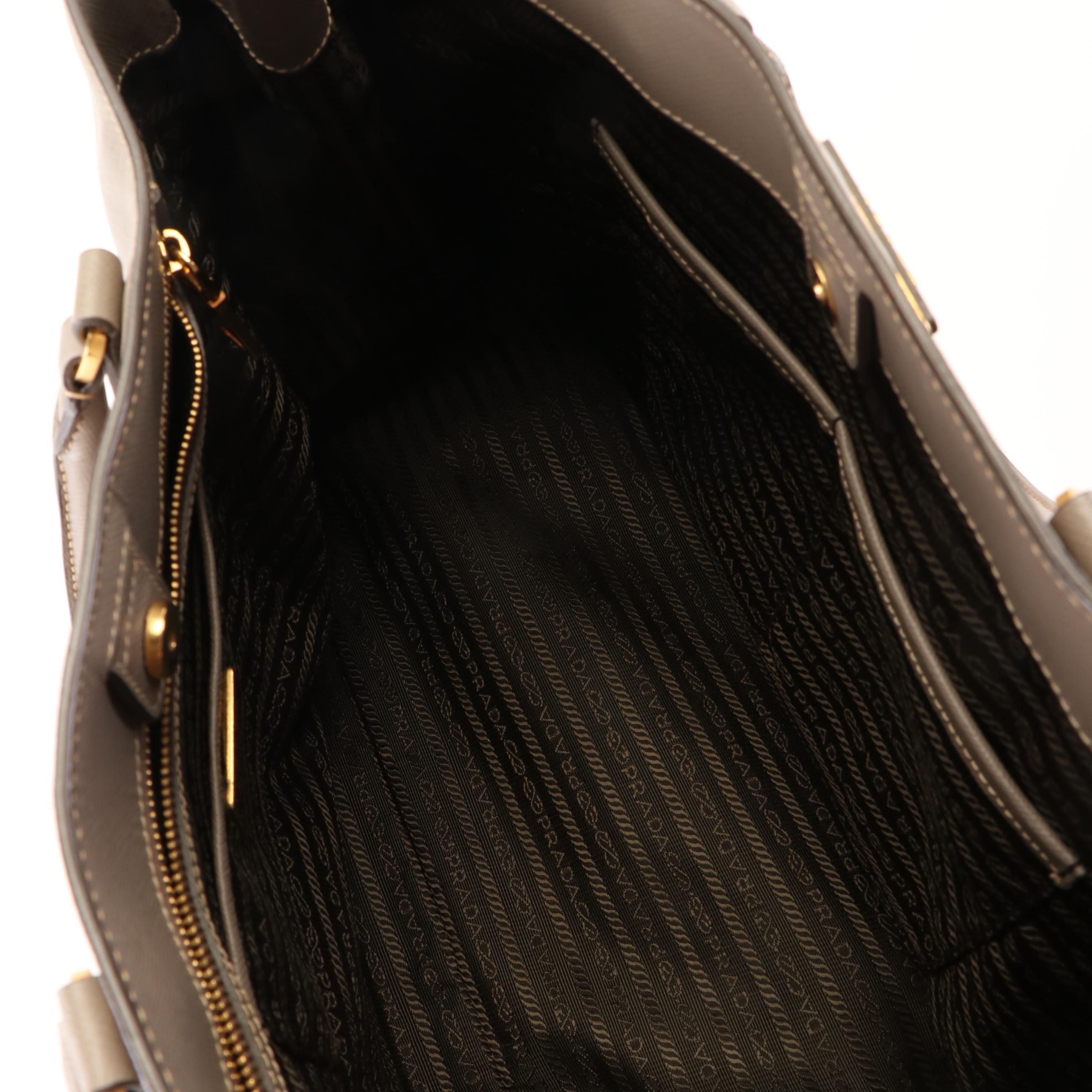 Prada Executive Galleria Tote Bag in Grey Saffiano Lux Leather
