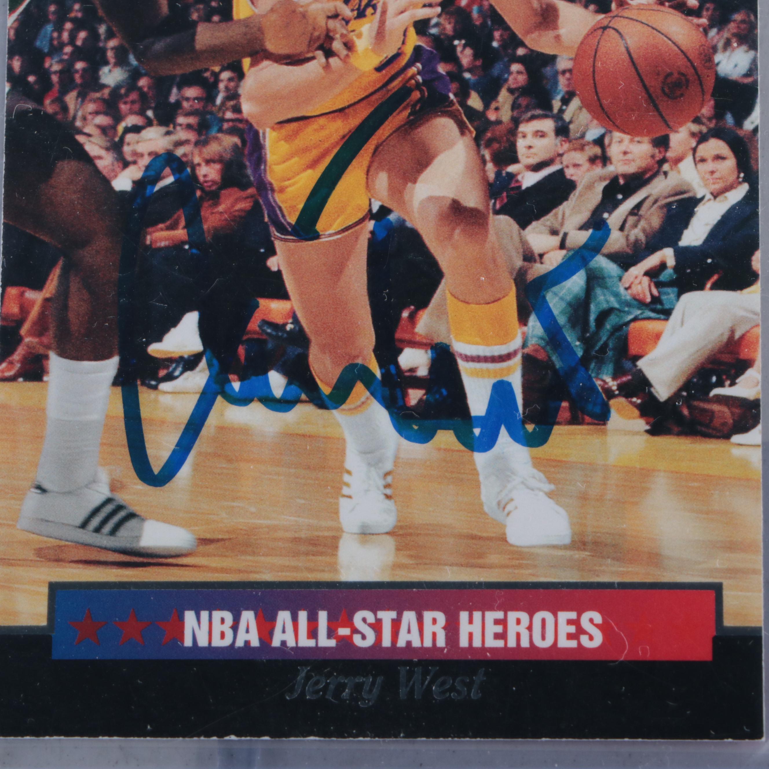 Jerry West and Bill Bradley Signed Basketball Cards