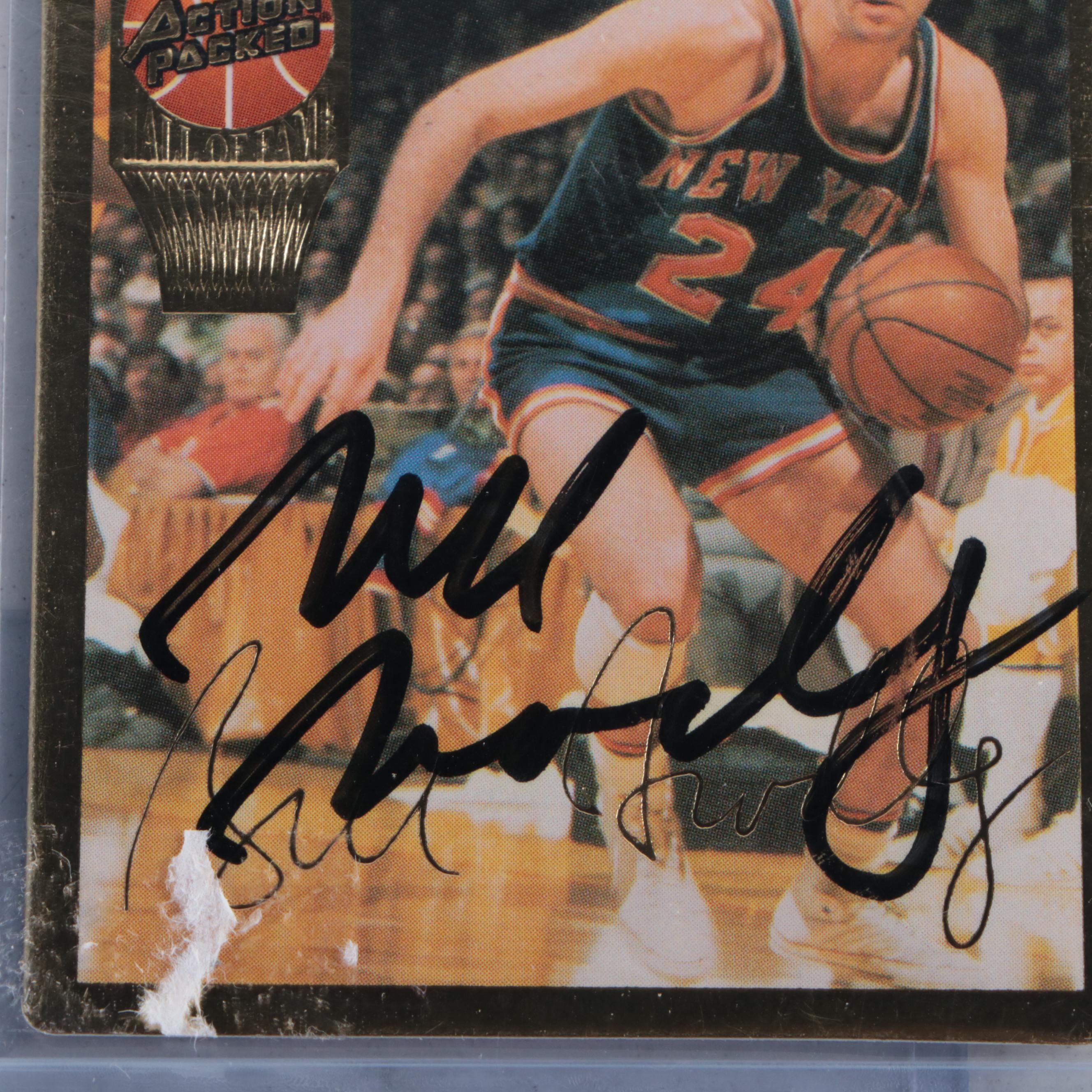 Jerry West and Bill Bradley Signed Basketball Cards