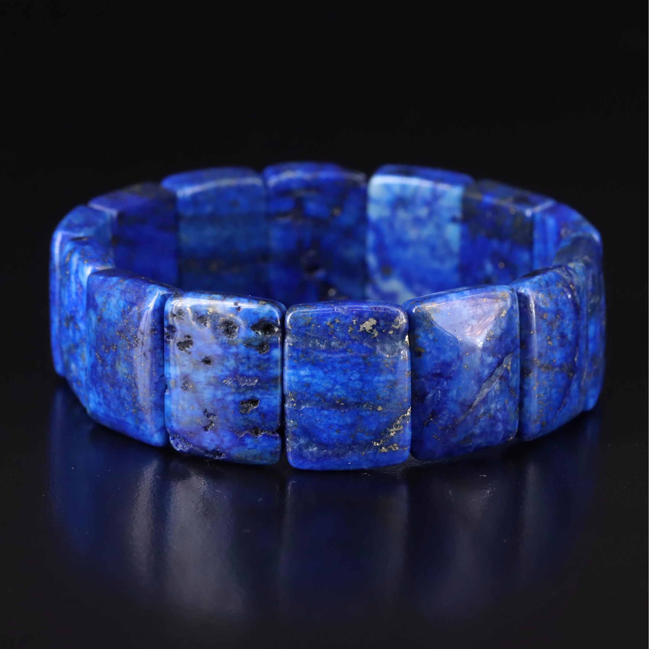 Lapis Lazuli and Thulite Panel Bracelets