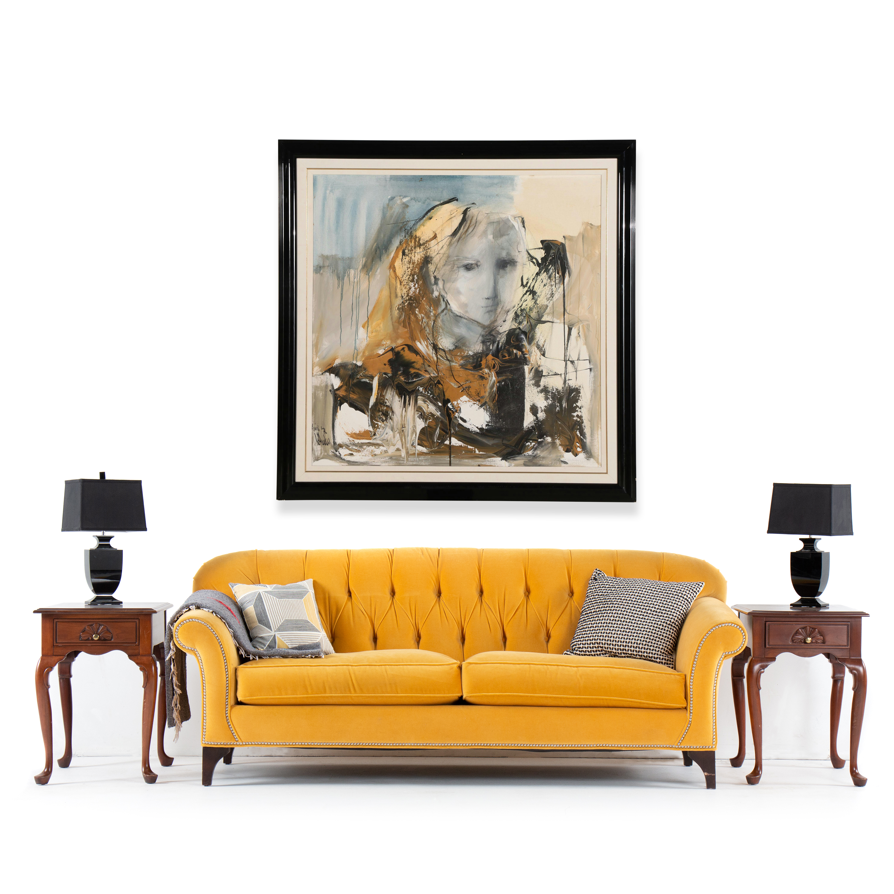 Gino Hollander Abstract Expressionist Portrait Oil Painting, 1971