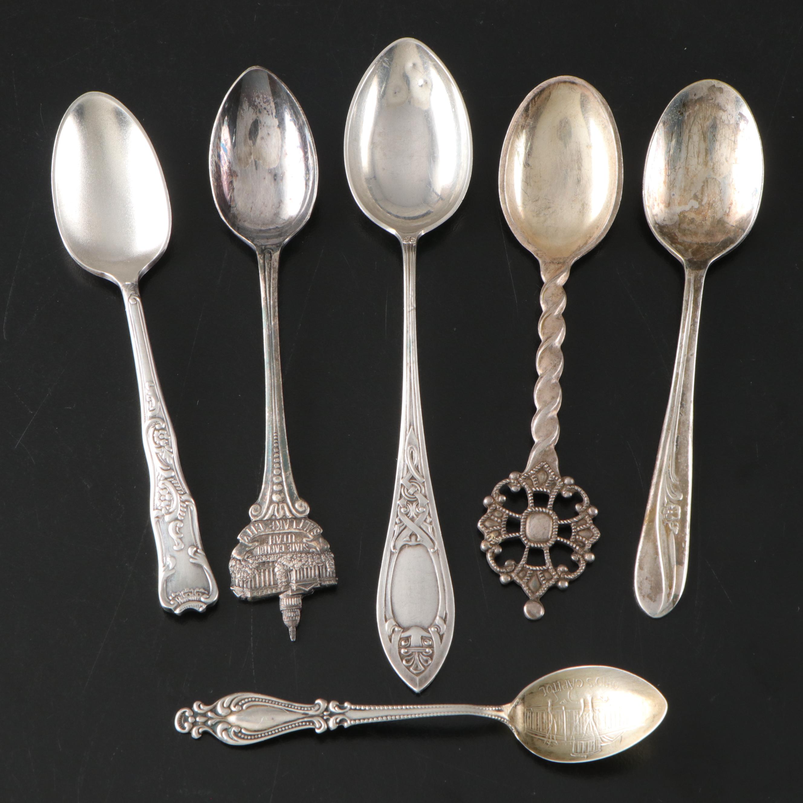 Norwegian 800 Silver Five O'Clock Spoon with Other Metal Spoons