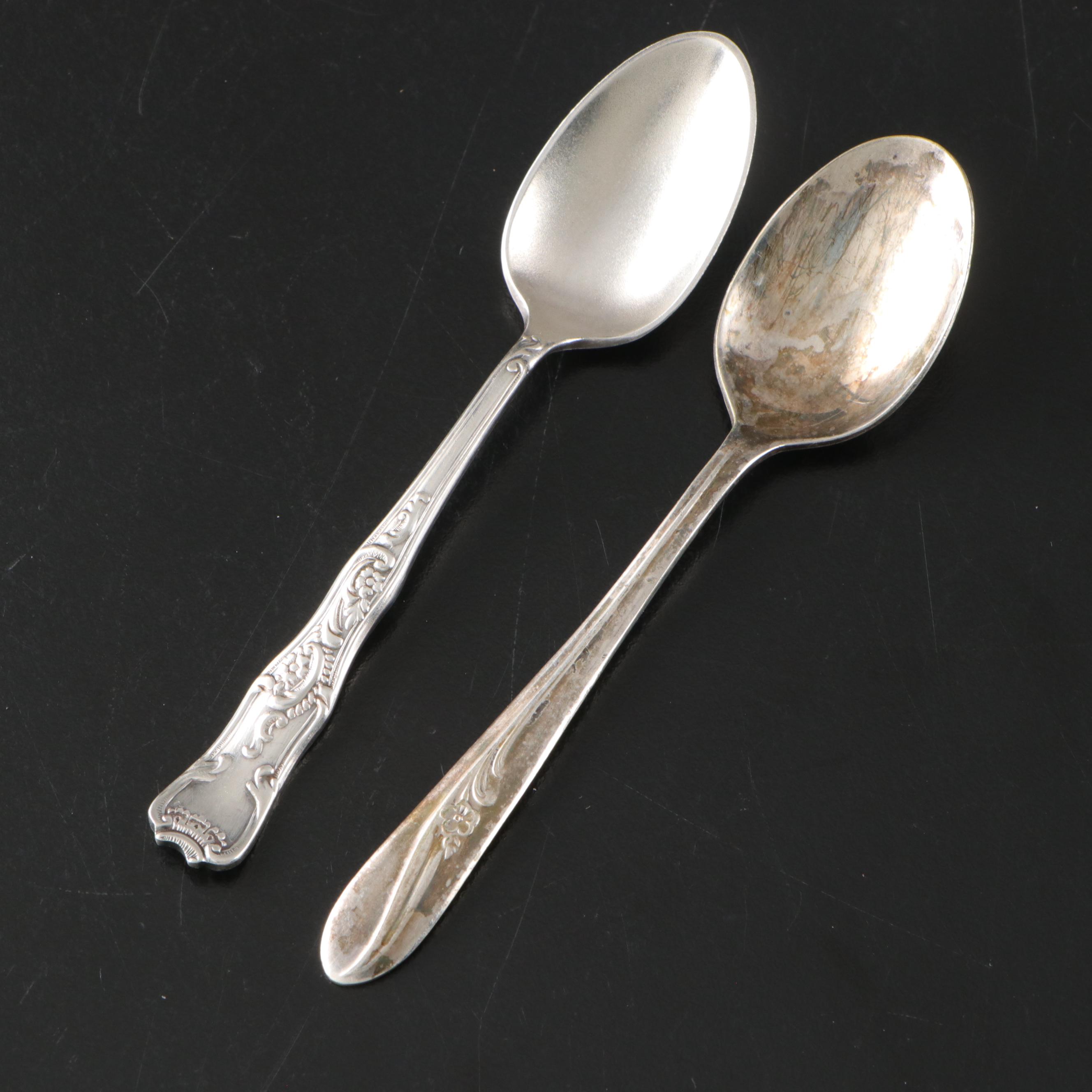 Norwegian 800 Silver Five O'Clock Spoon with Other Metal Spoons