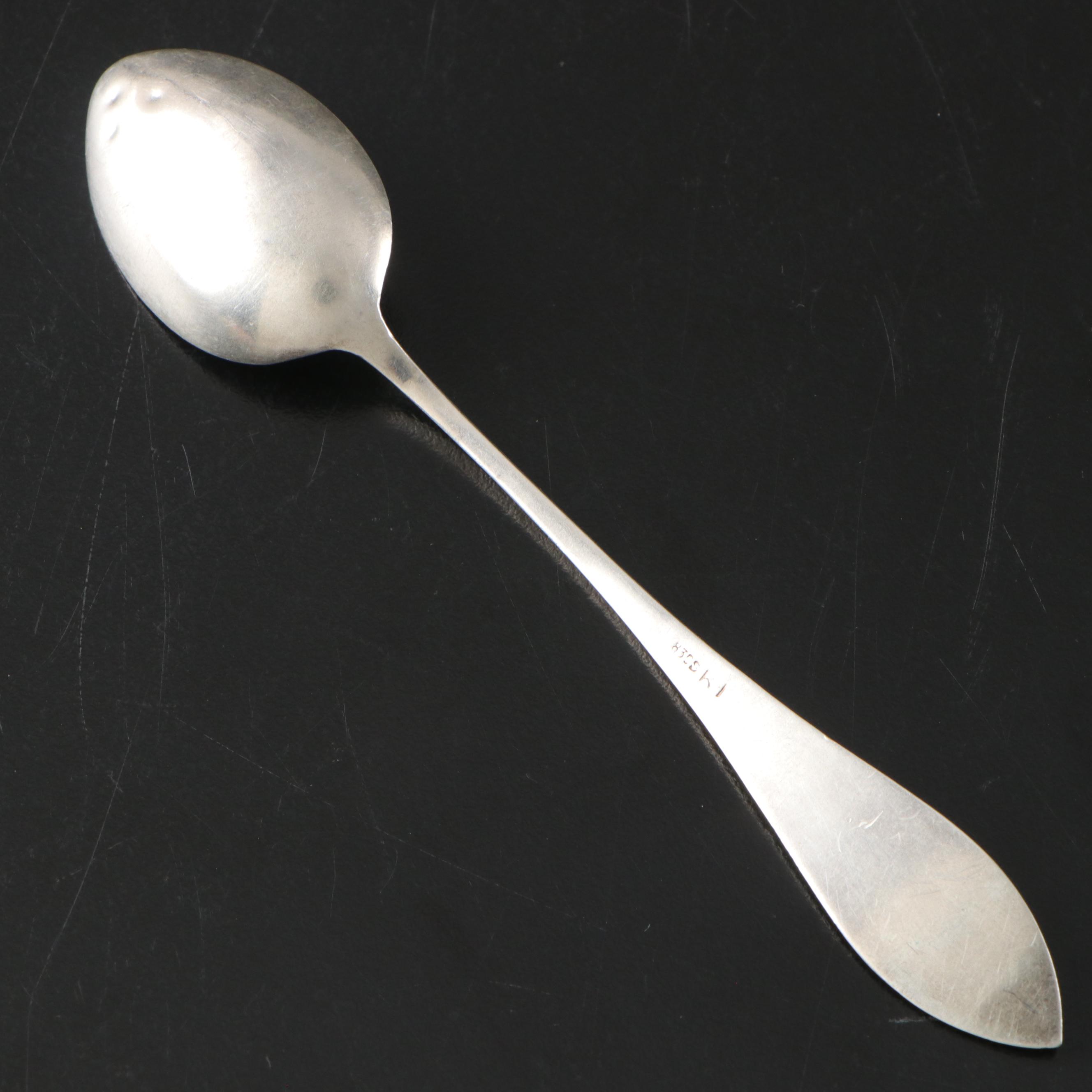 Norwegian 800 Silver Five O'Clock Spoon with Other Metal Spoons