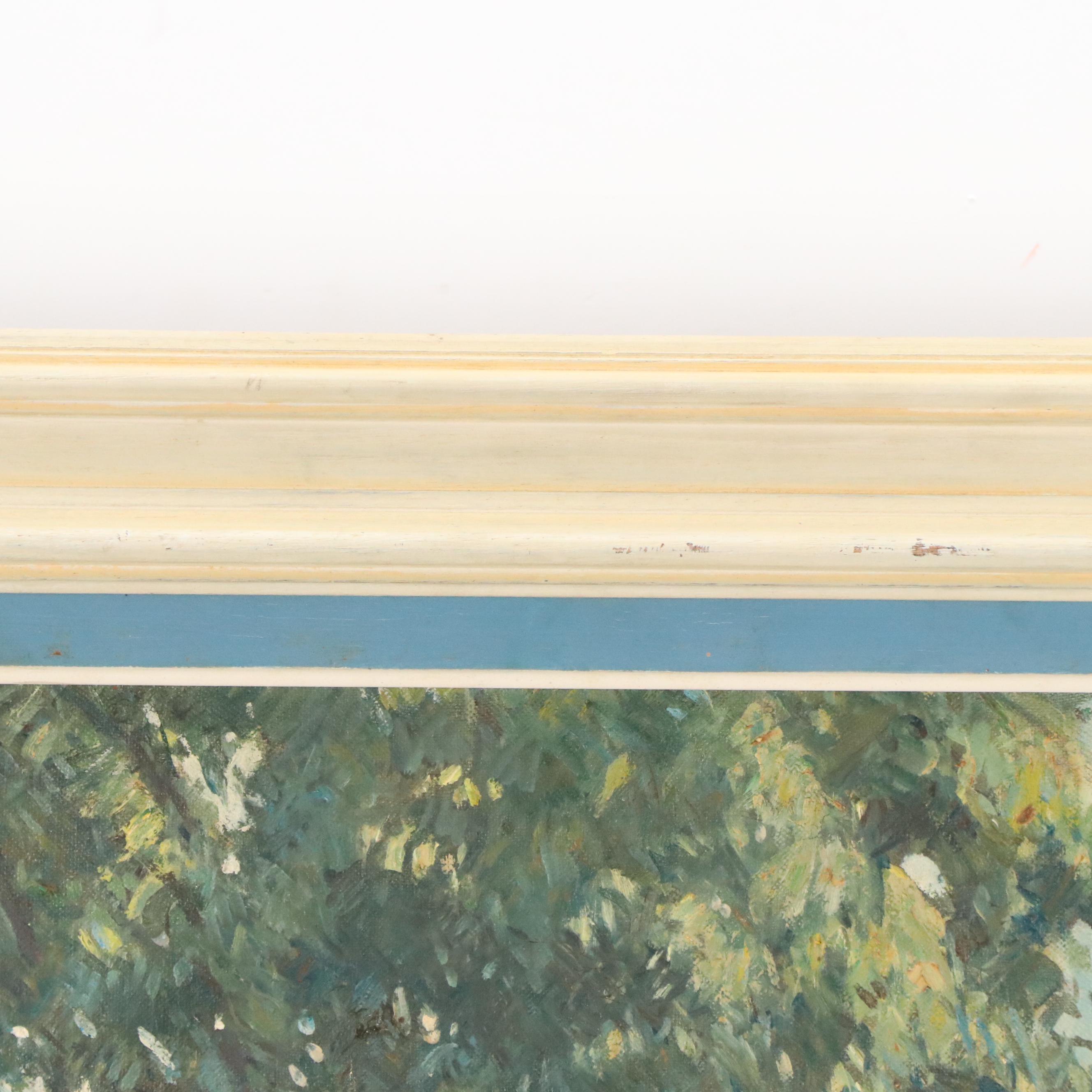 Jesse Bradford Hague Northeastern Marina Scene Oil Painting, Mid-20th Century