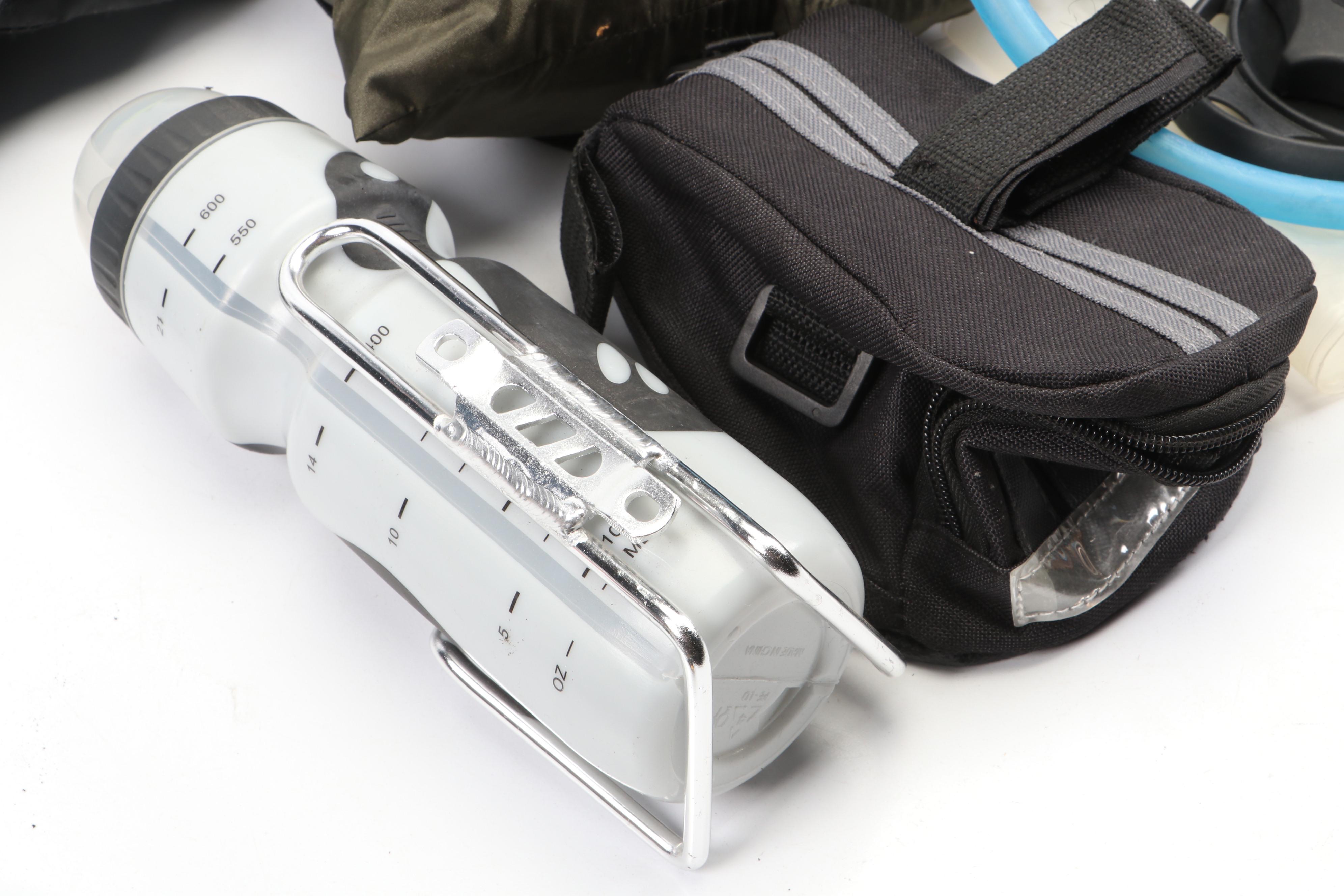 The North Face Hydration Pack with Bike Helmets, Kneepads, Bike Lock and More