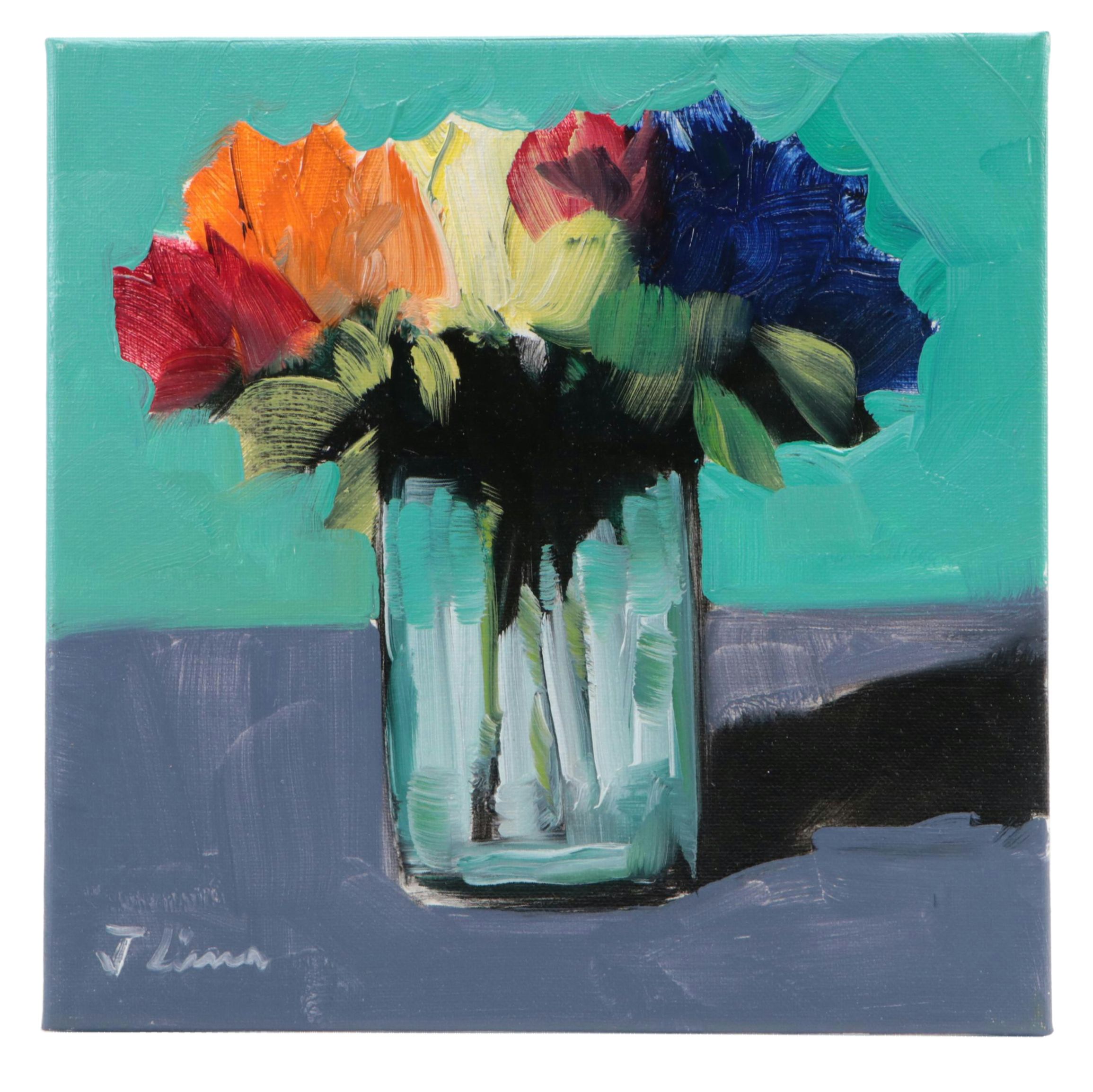 José M. Lima Floral Still Life Oil Painting, 2024