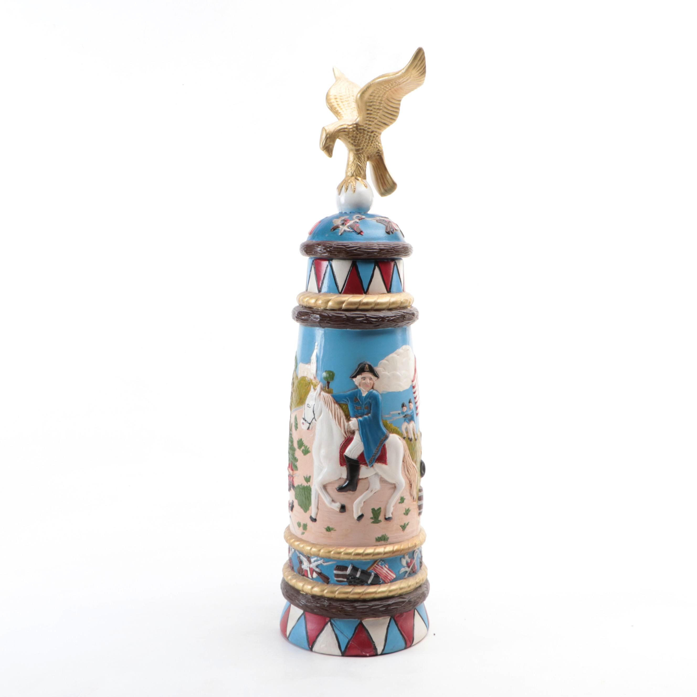 Hand-Painted Revolutionary War Motif Ceramic Oversized Beer Stein