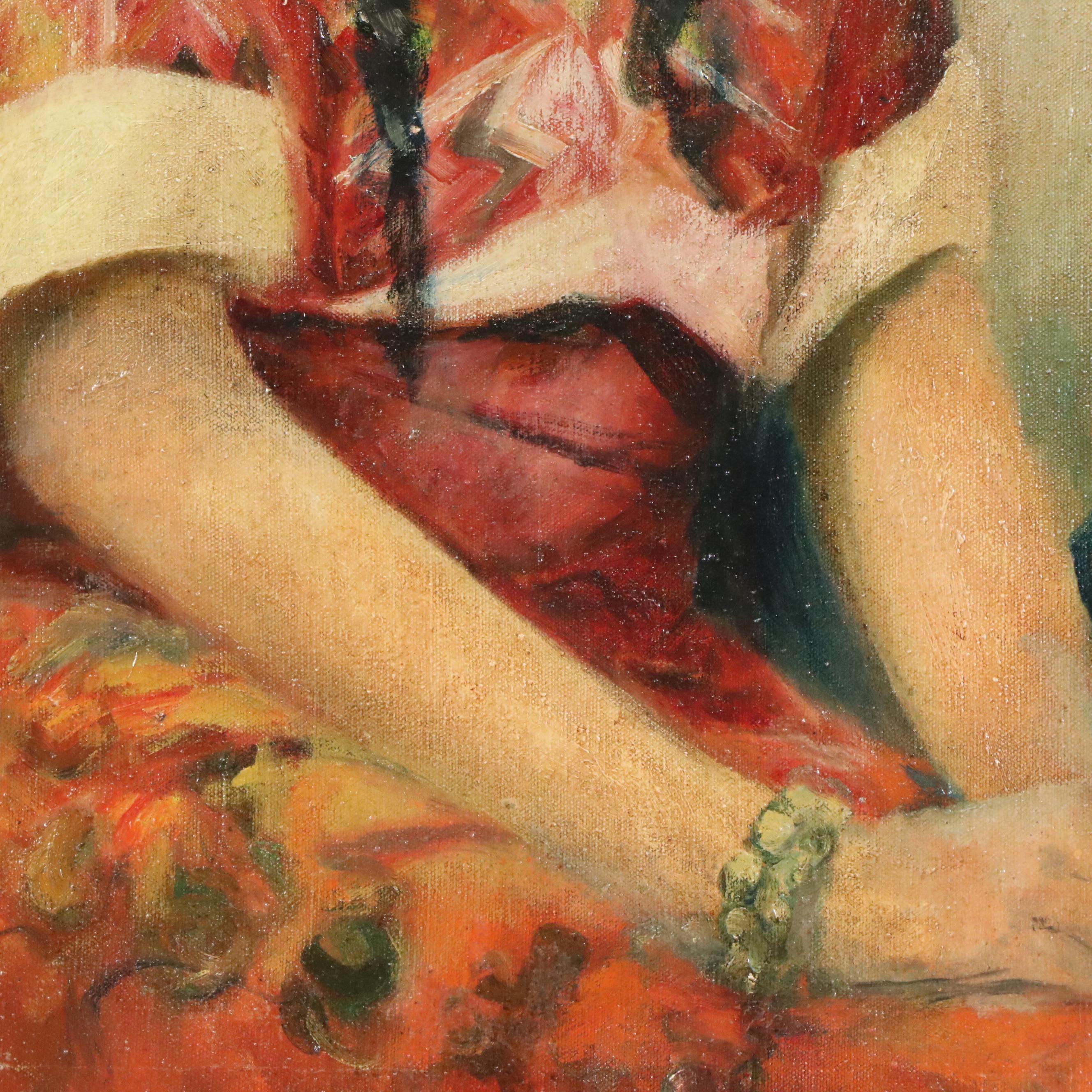 Frank A. Wentland Oil Portrait Painting of Native American Woman, 1920s–1930s