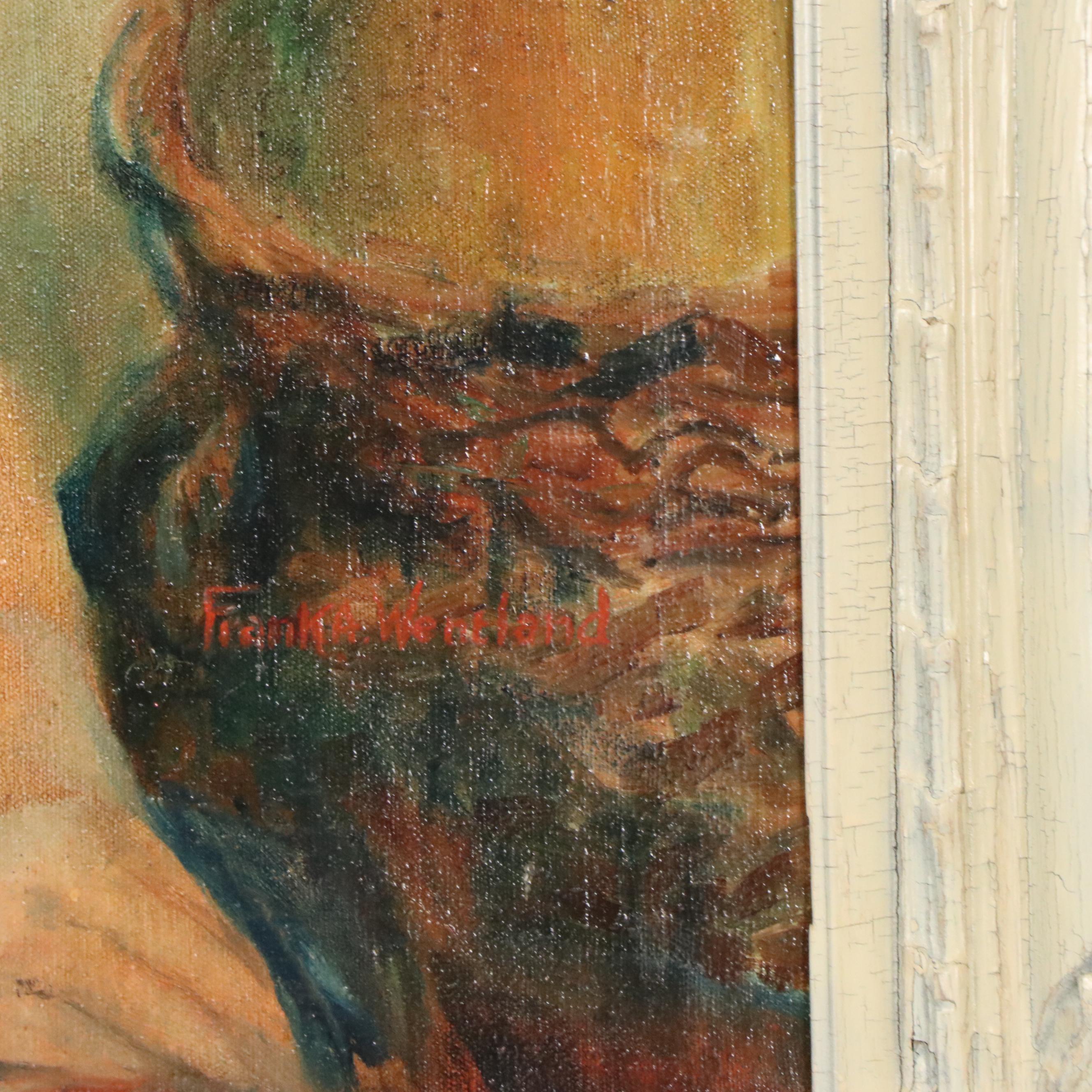 Frank A. Wentland Oil Portrait Painting of Native American Woman, 1920s–1930s