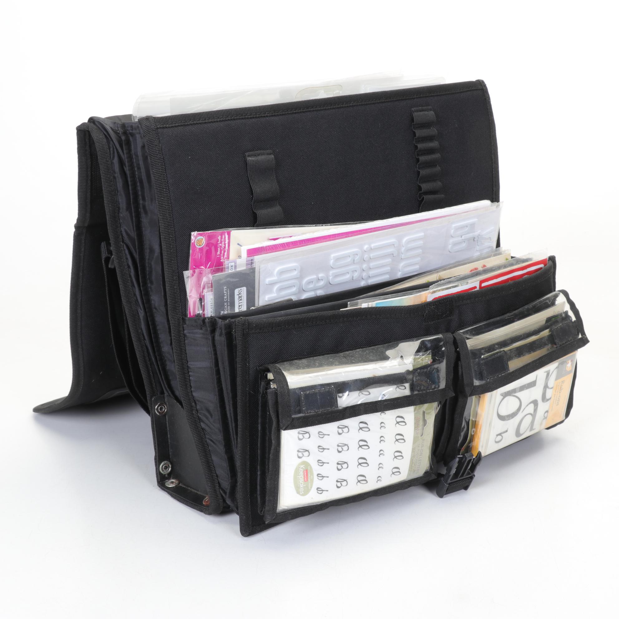 Paper Crafting Supplies Assortment with Organizer Shoulder Bag