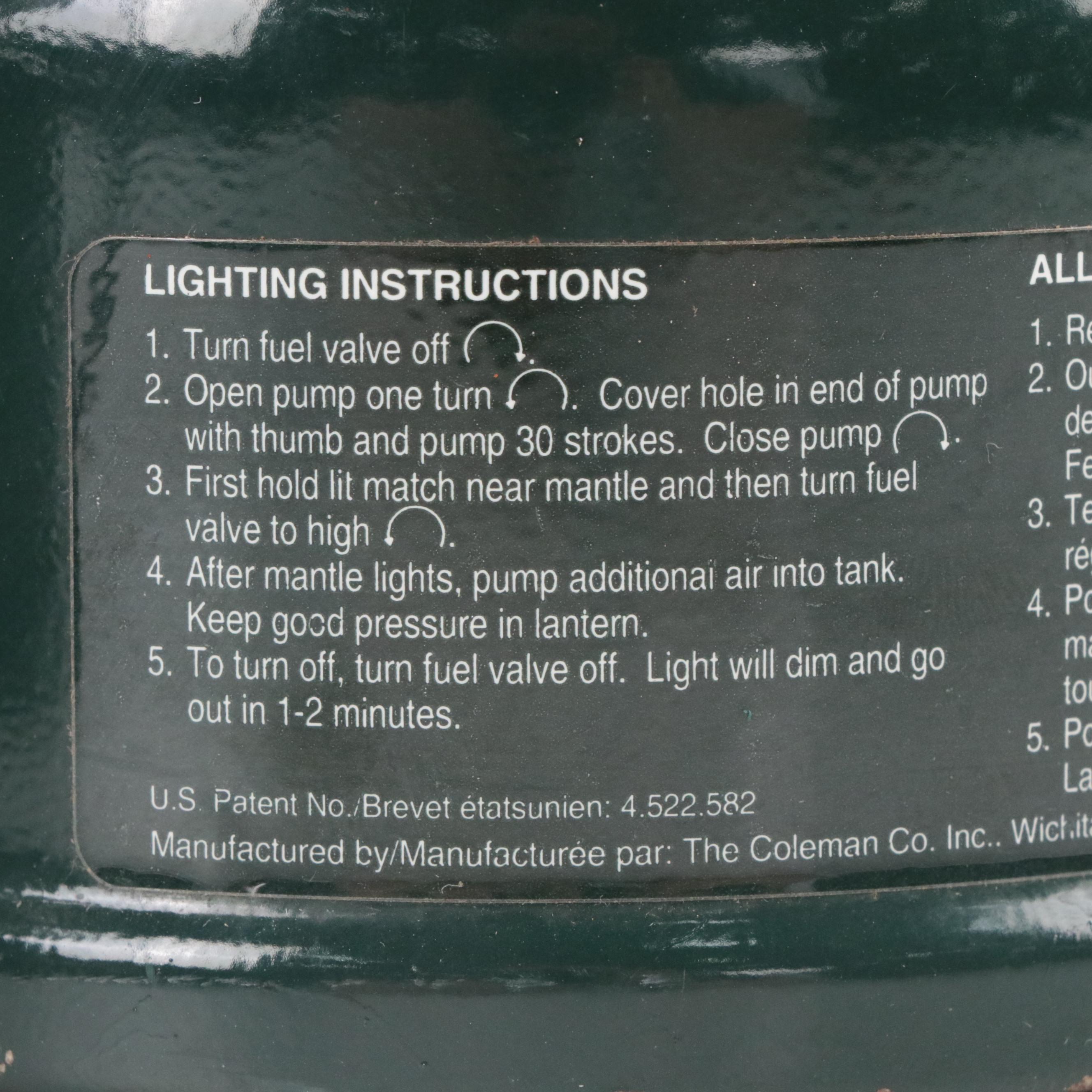 Coleman Model 288 Green Mantle Gas Lanterns
