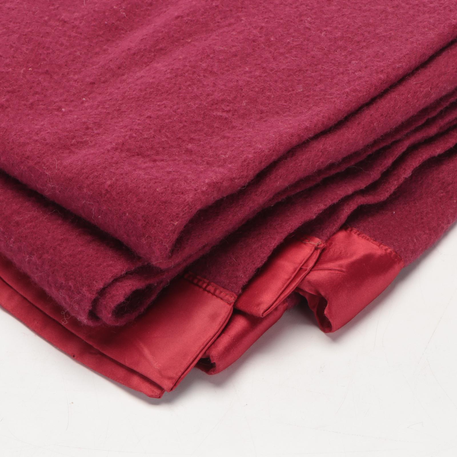 North Star, Fleischmann and The New Bremen Blanket Pink and Maroon Wool Blankets