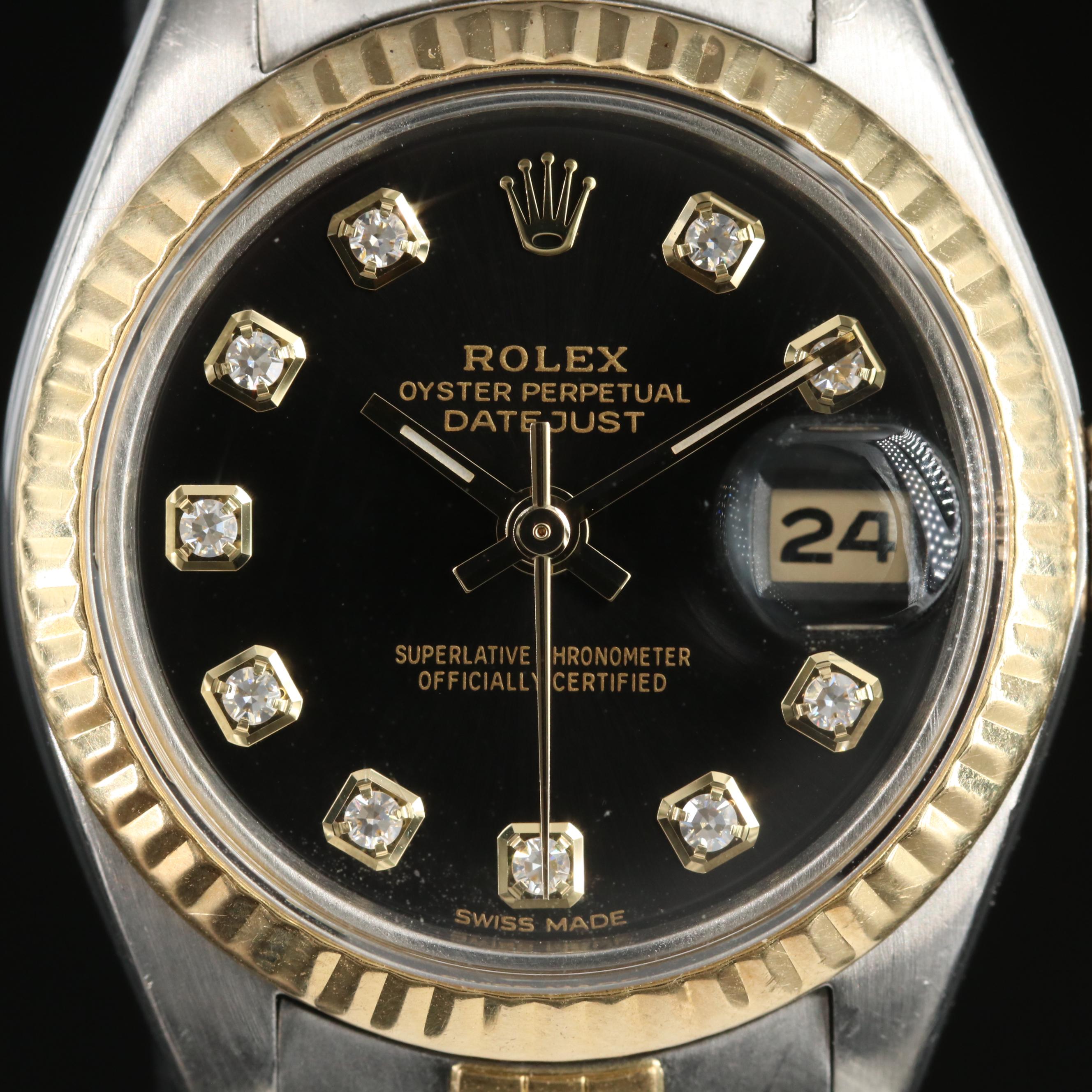 1975 Rolex Datejust 6917 Two-Tone Factory Diamond Dial Watch