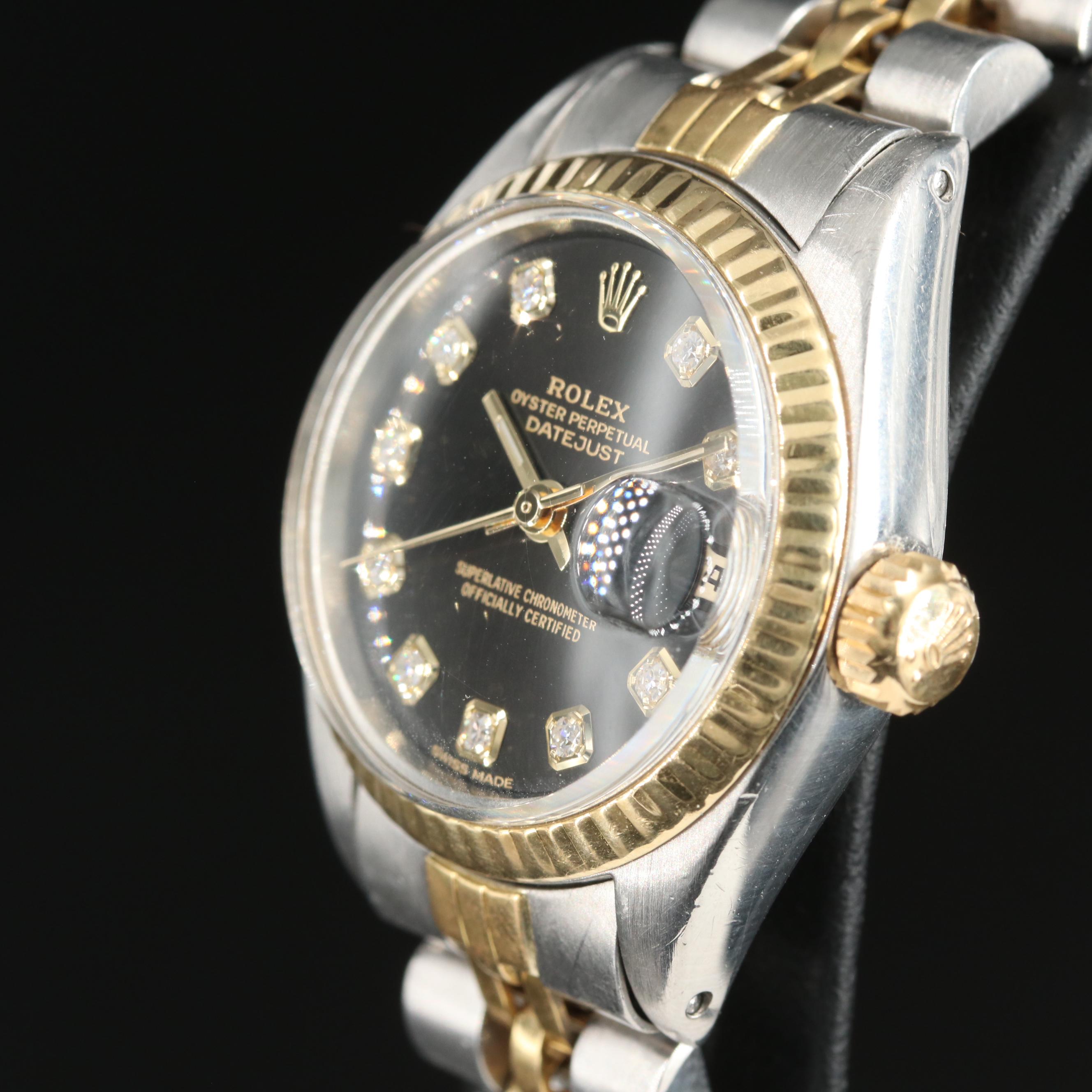 1975 Rolex Datejust 6917 Two-Tone Factory Diamond Dial Watch