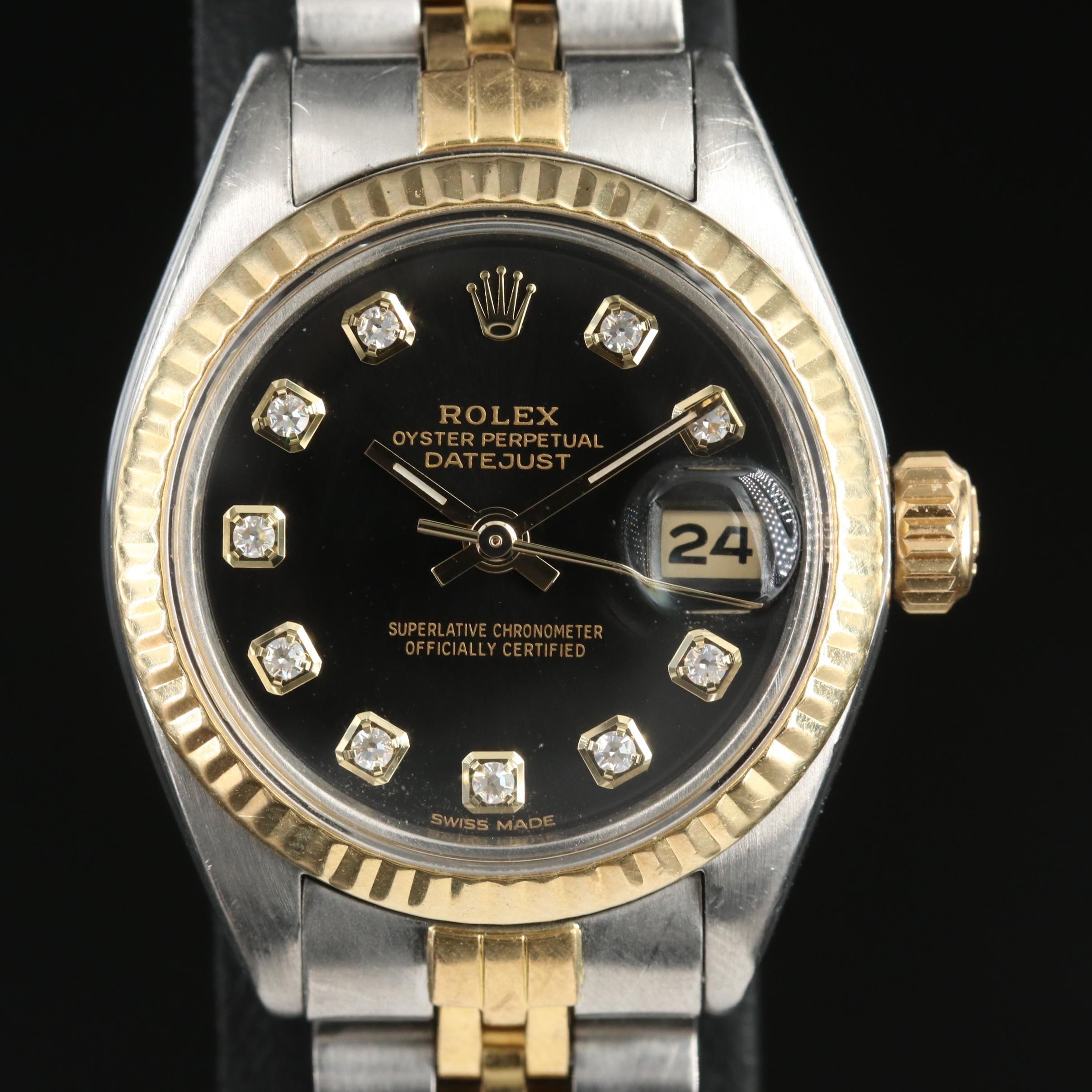 1975 Rolex Datejust 6917 Two Tone Factory Diamond Dial Watch Everything But The House
