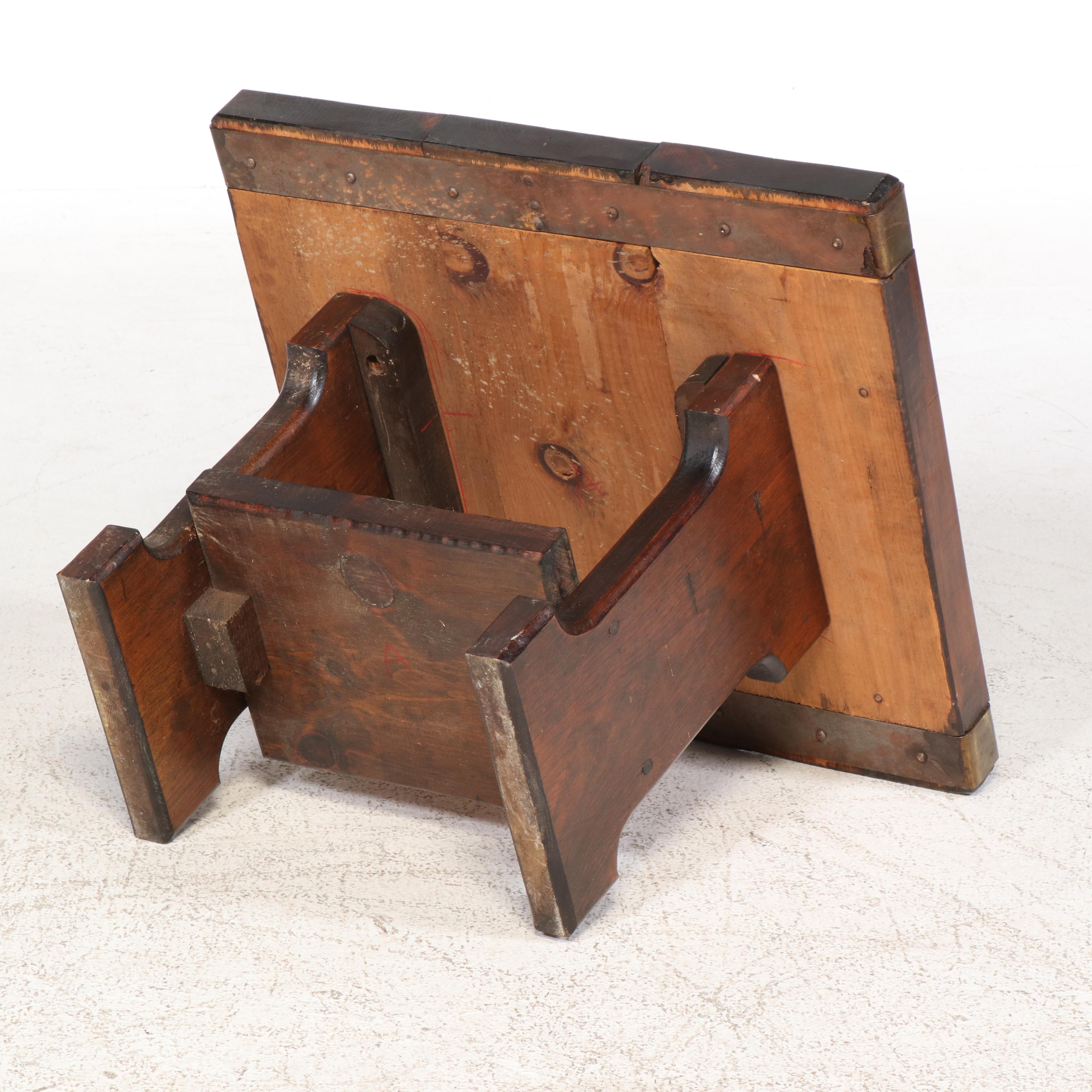 Oak Brass Bound Ships Hatch Cover Converted to Side Table, 20th Century