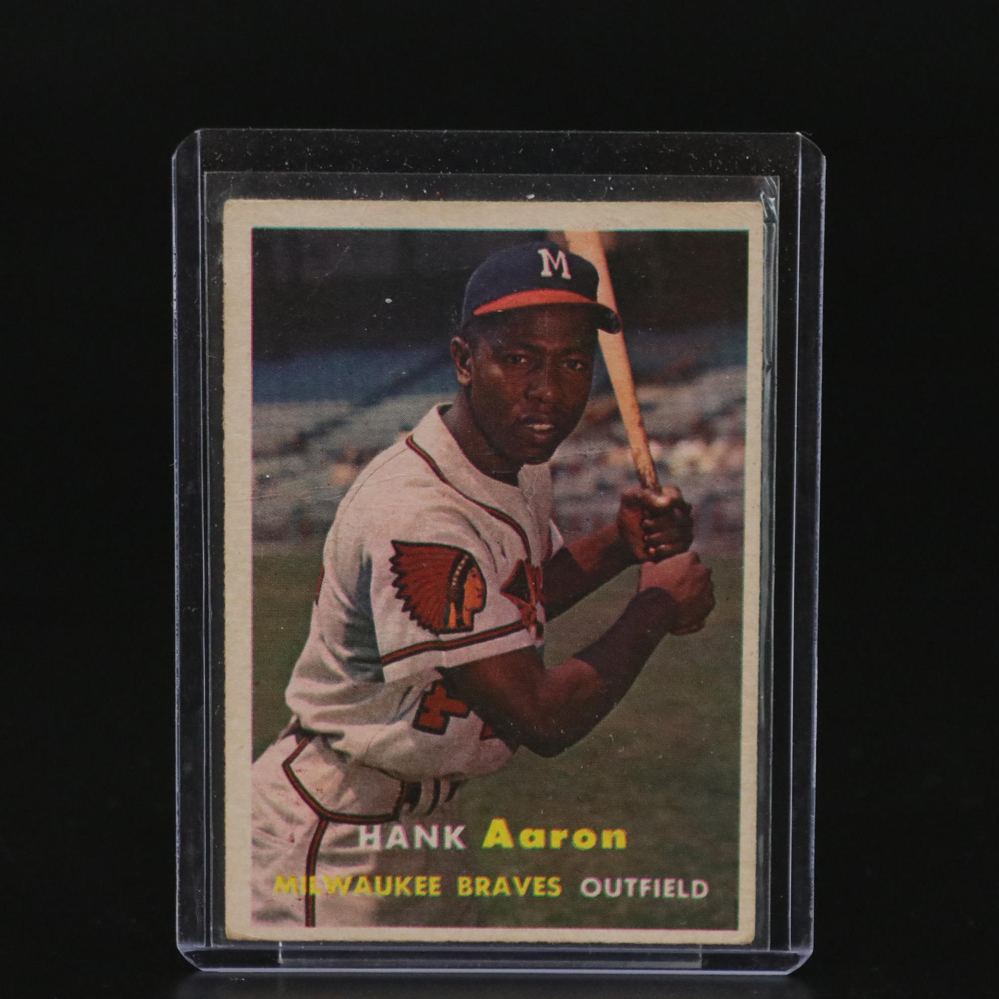 1957 Topps Hank Aaron Milwaukee Braves #20 Baseball Card