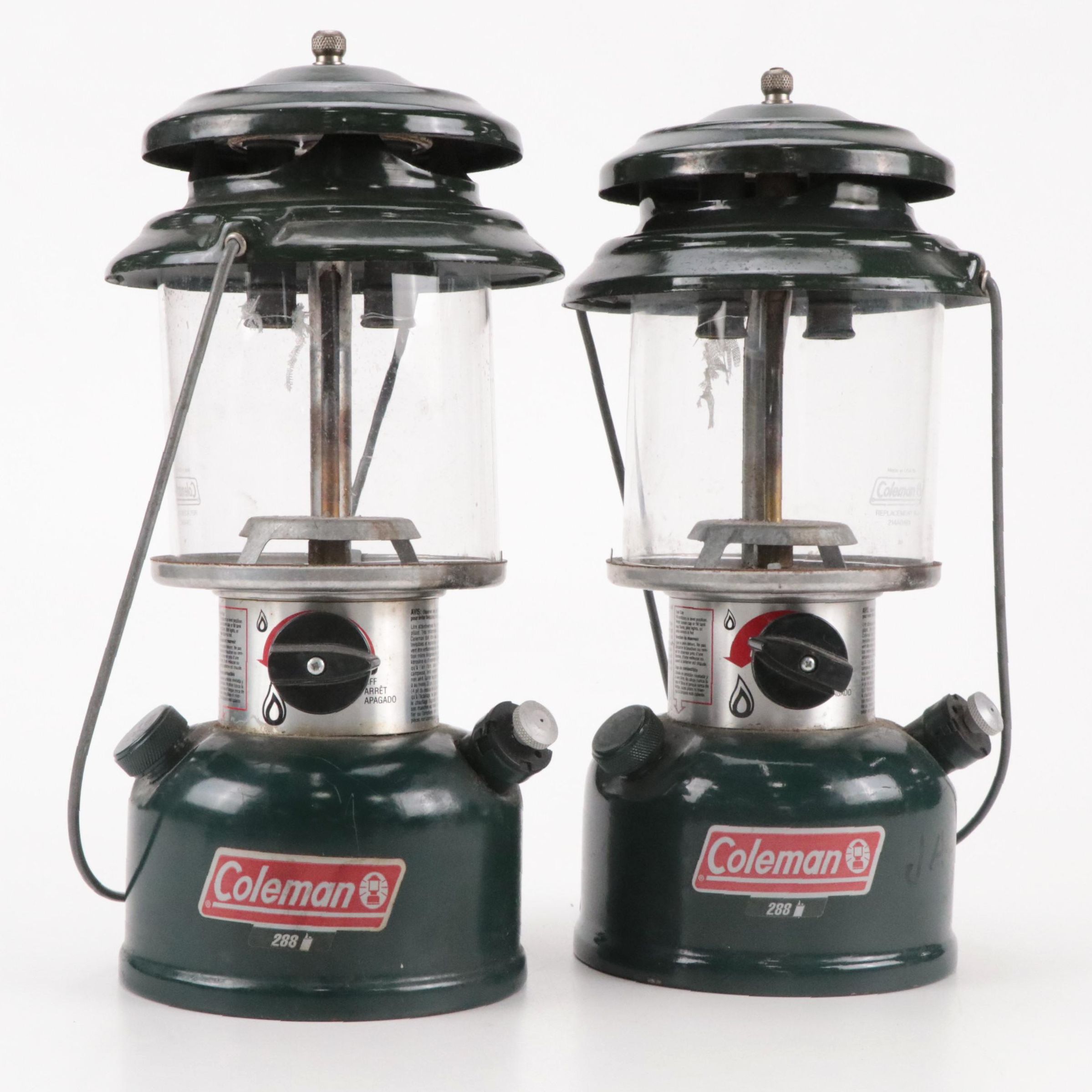 Coleman Model 288 Green Mantle Gas Lanterns