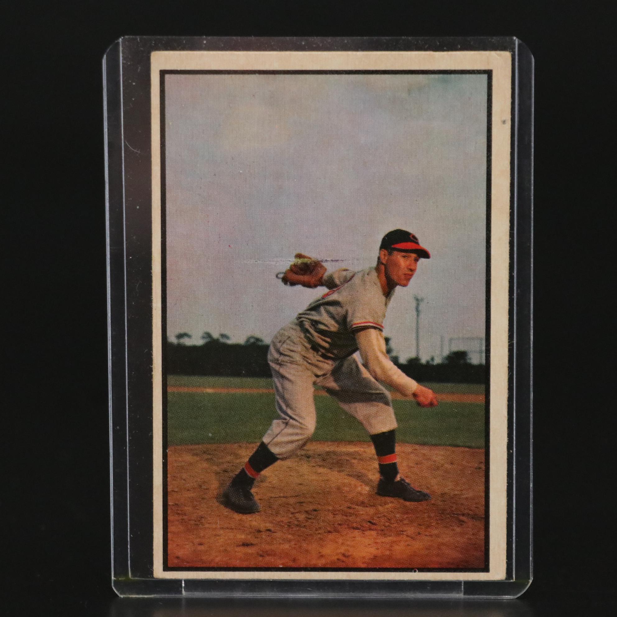 1953 Bowman Color Bob Feller Cleveland Indians #114 Baseball Card