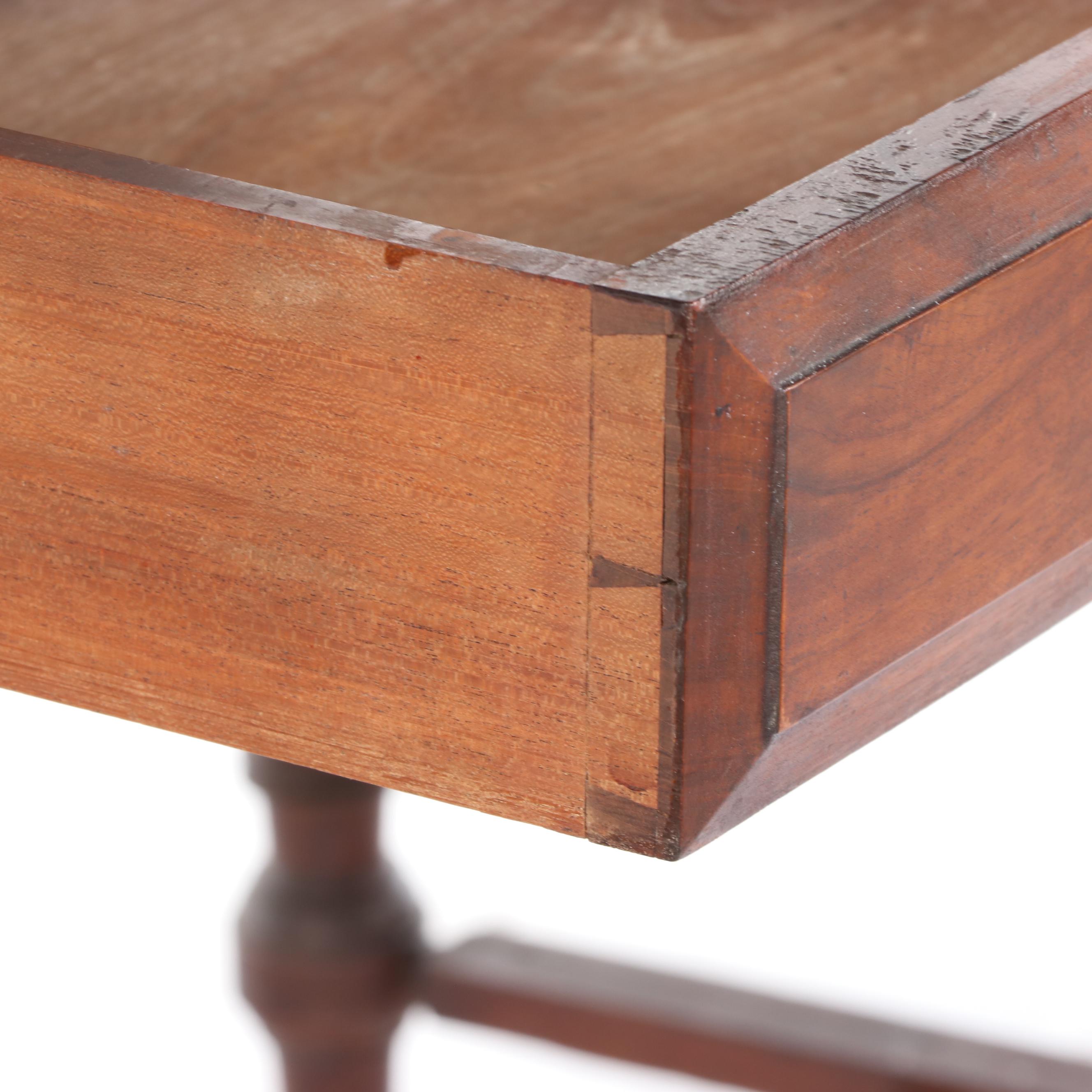 English Victorian Style Mahogany Washstand with Marble Top and Tile Backsplash