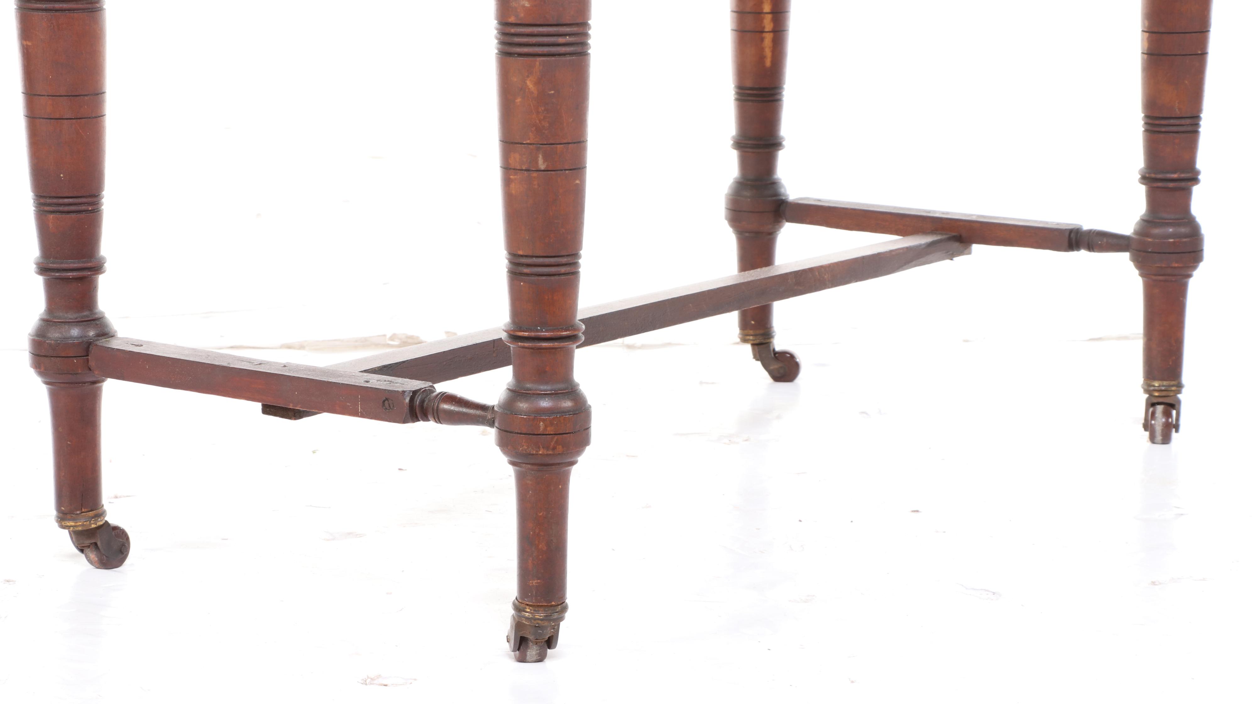 English Victorian Style Mahogany Washstand with Marble Top and Tile Backsplash