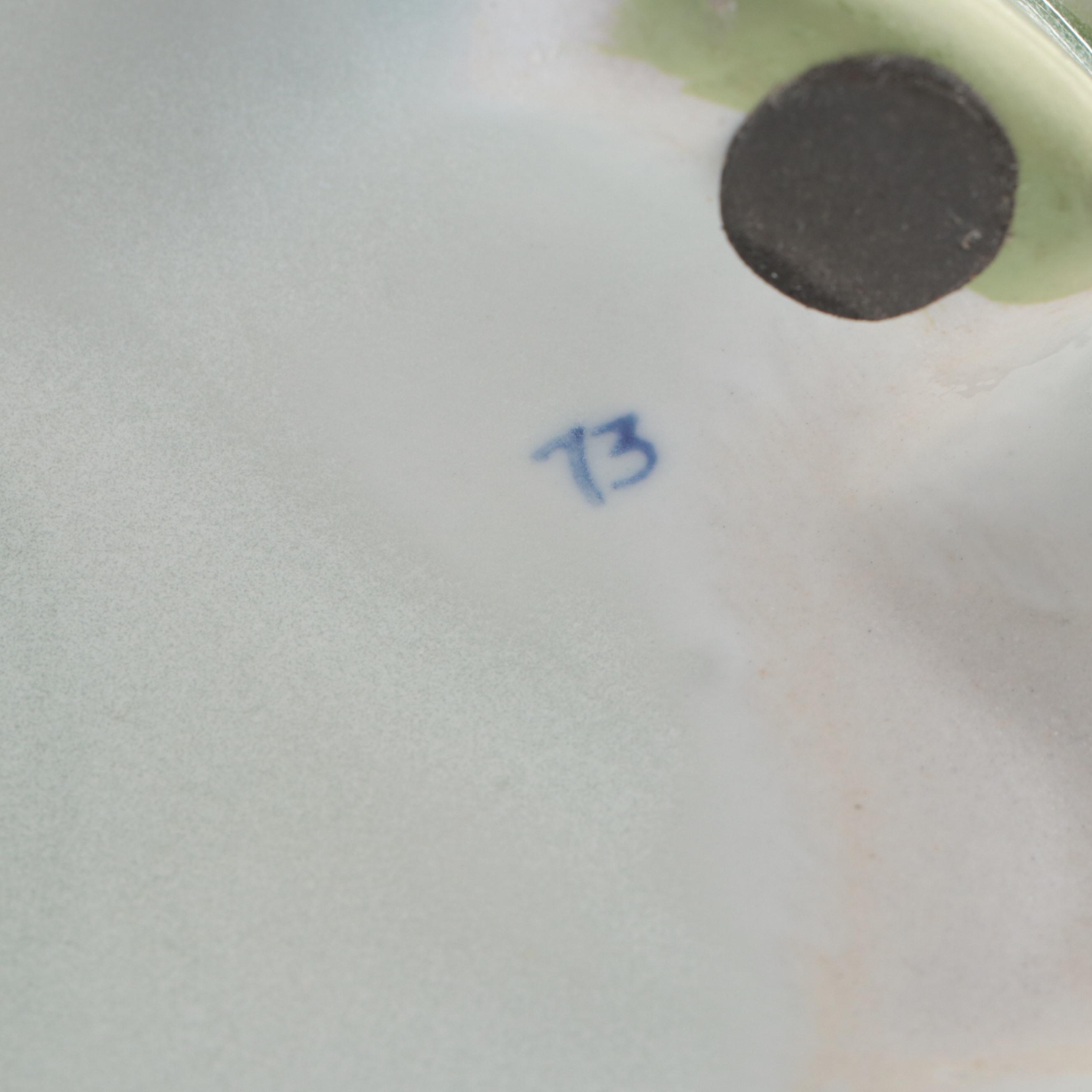 Hand-Painted Ceramic Planter with Crackle Green Glazed Planter, Vintage