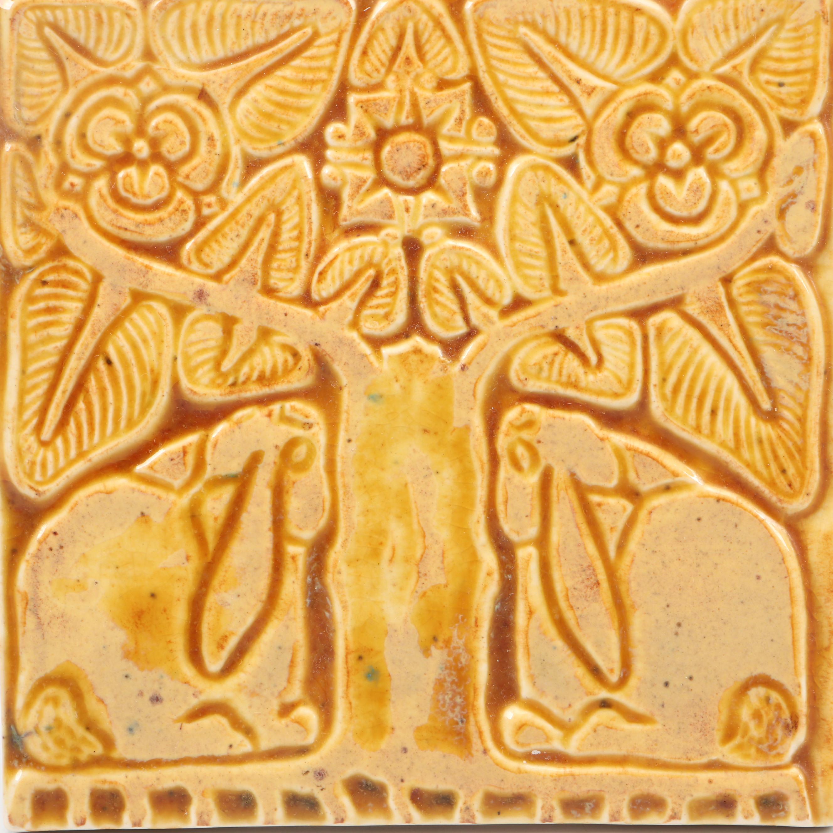 Rookwood Pottery Limited Edition Trivet or Tile with Rabbit and Tree Motif, 1998