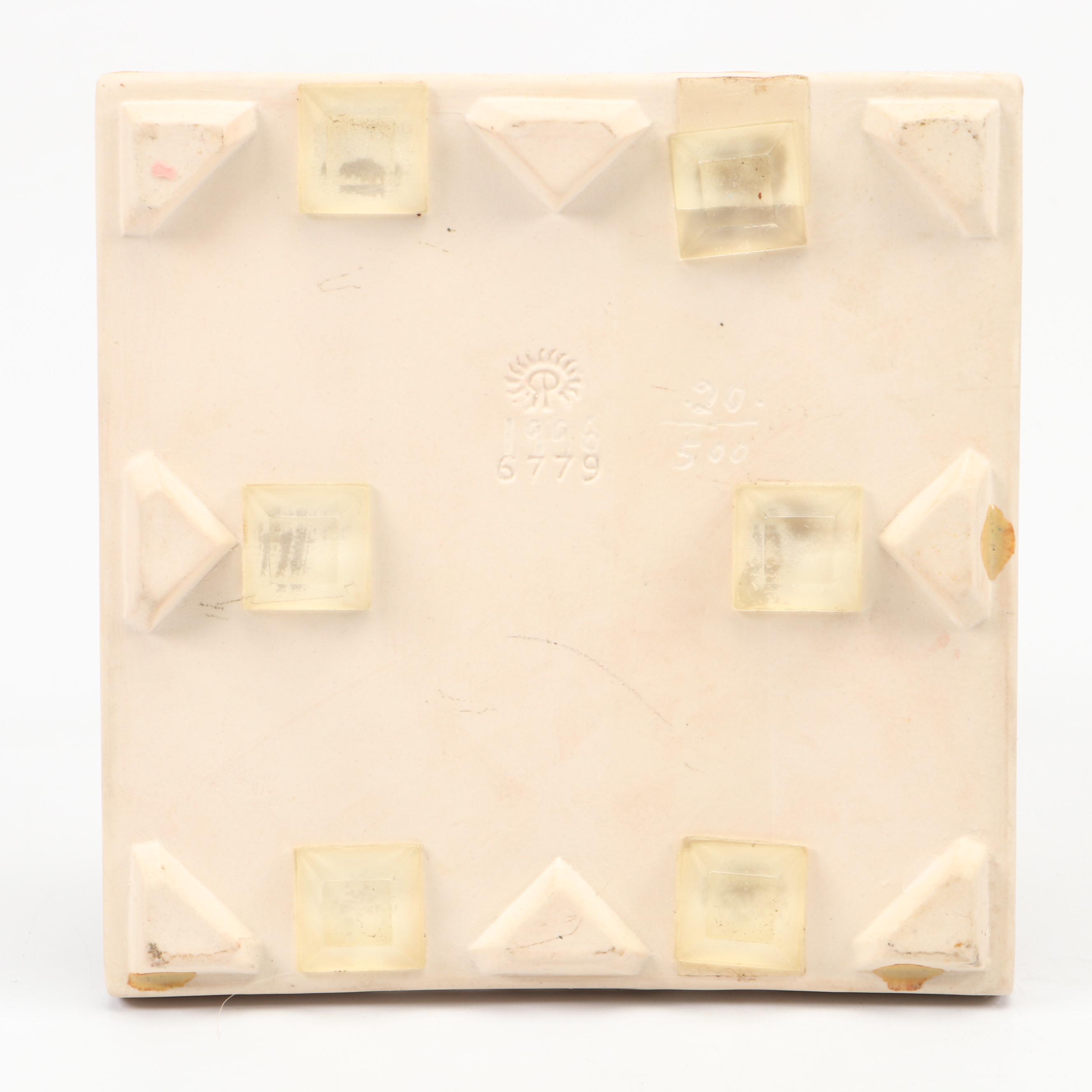 Rookwood Pottery Limited Edition Trivet or Tile with Rabbit and Tree Motif, 1998