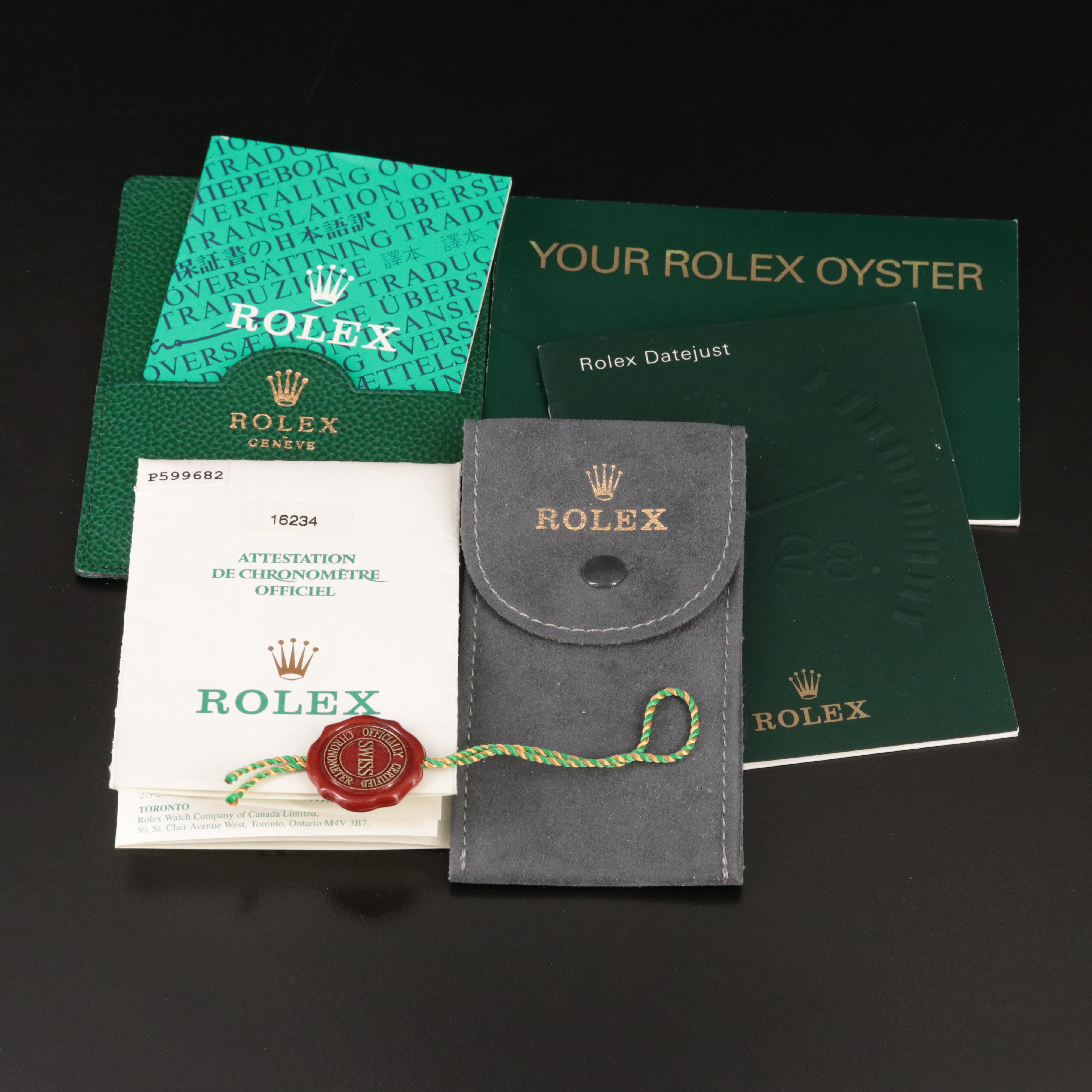 2000 Rolex Datejust Silver Roman Dial Watch