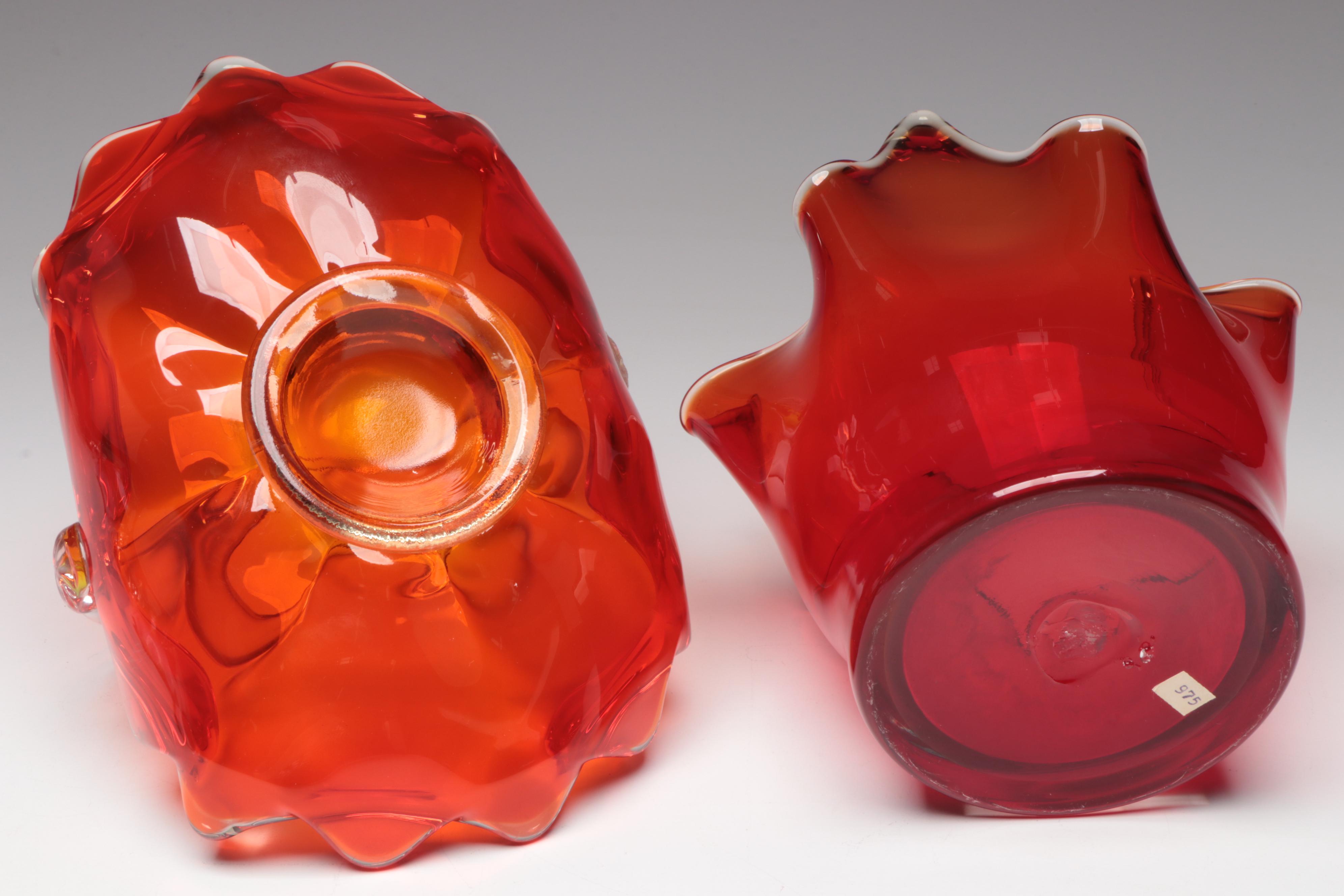 Dugan Carnival Glass Epergne with Bischoff Glass Bowl and More