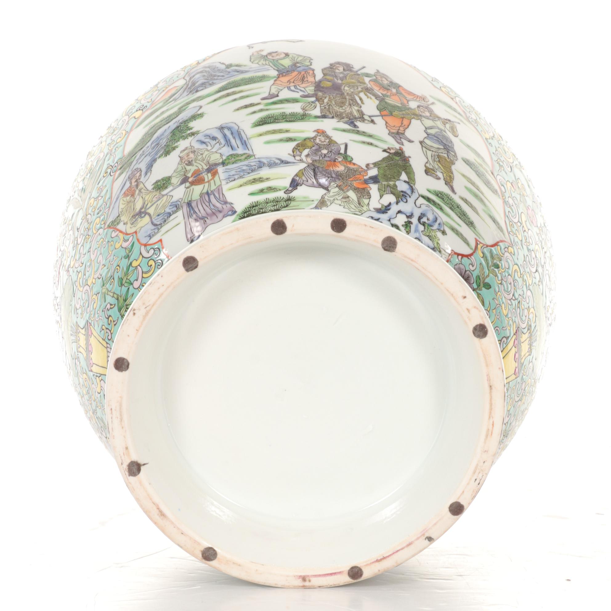 Chinese Famille Vert Porcelain Vase with Carved Wood Stand