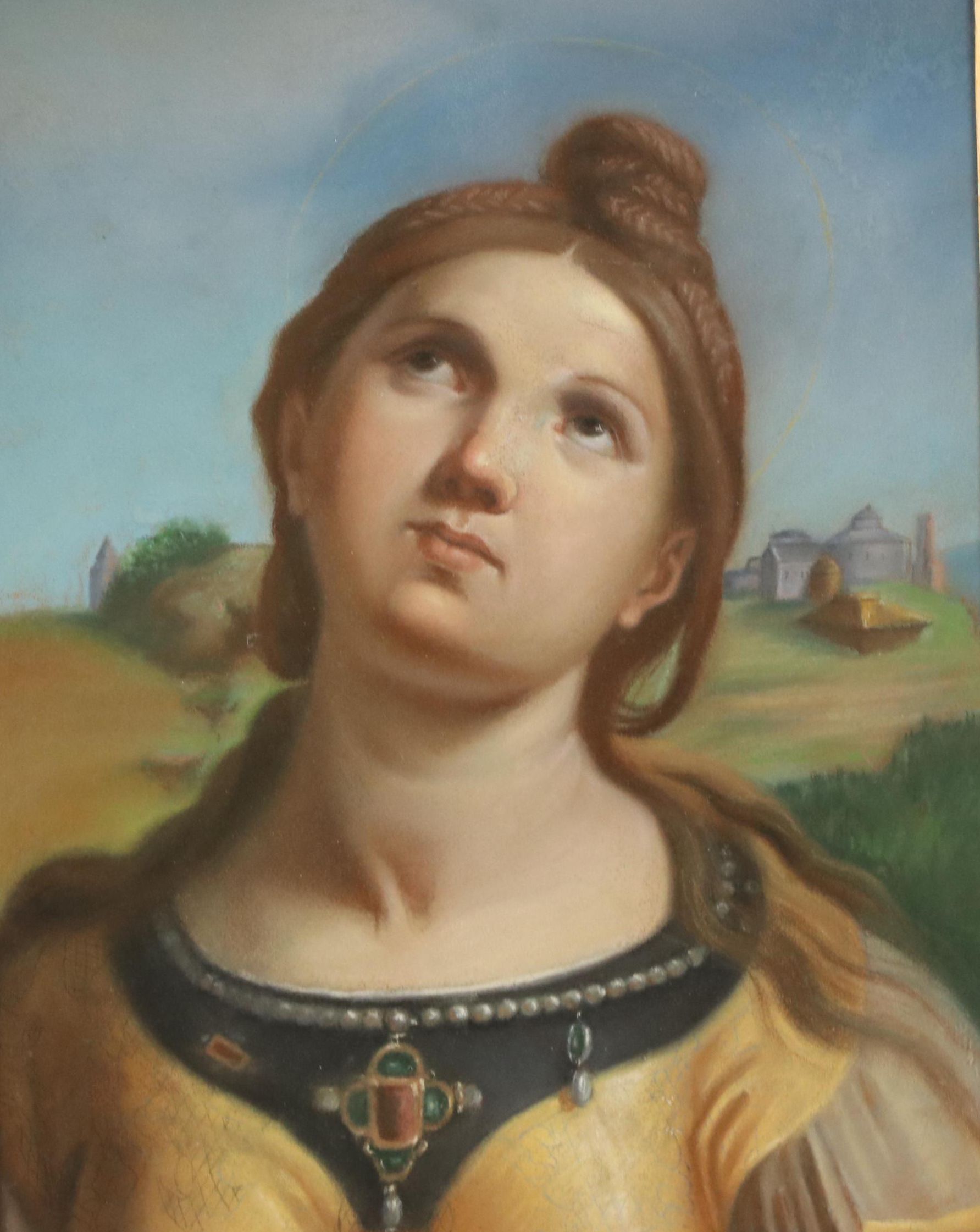 Italian School Chalk Drawing of St. Elizabeth of Hungary, Late 19th Century