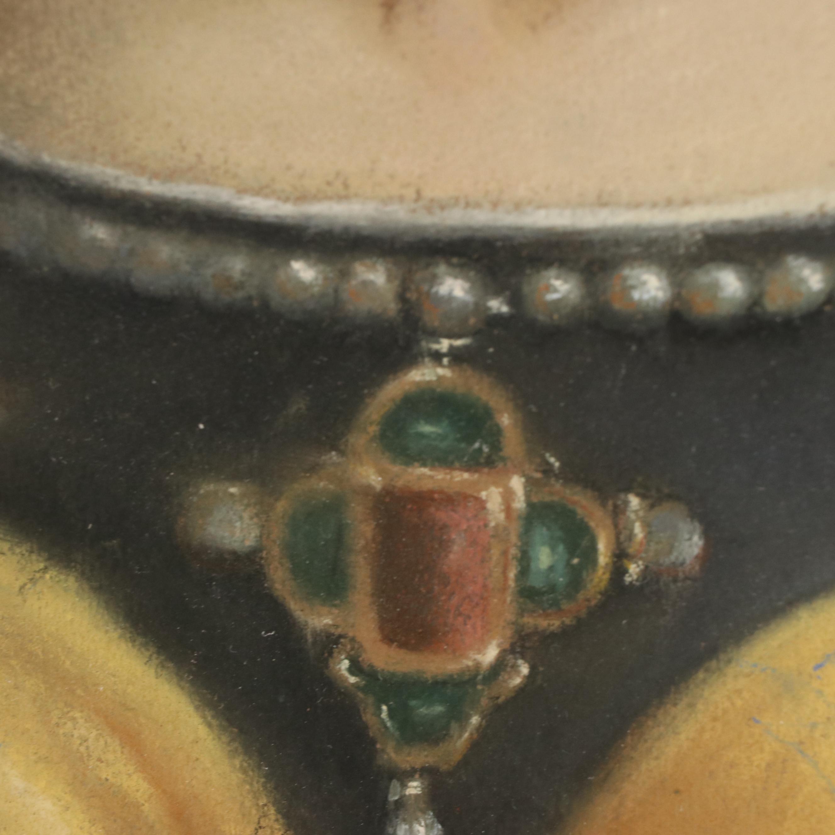 Italian School Chalk Drawing of St. Elizabeth of Hungary, Late 19th Century