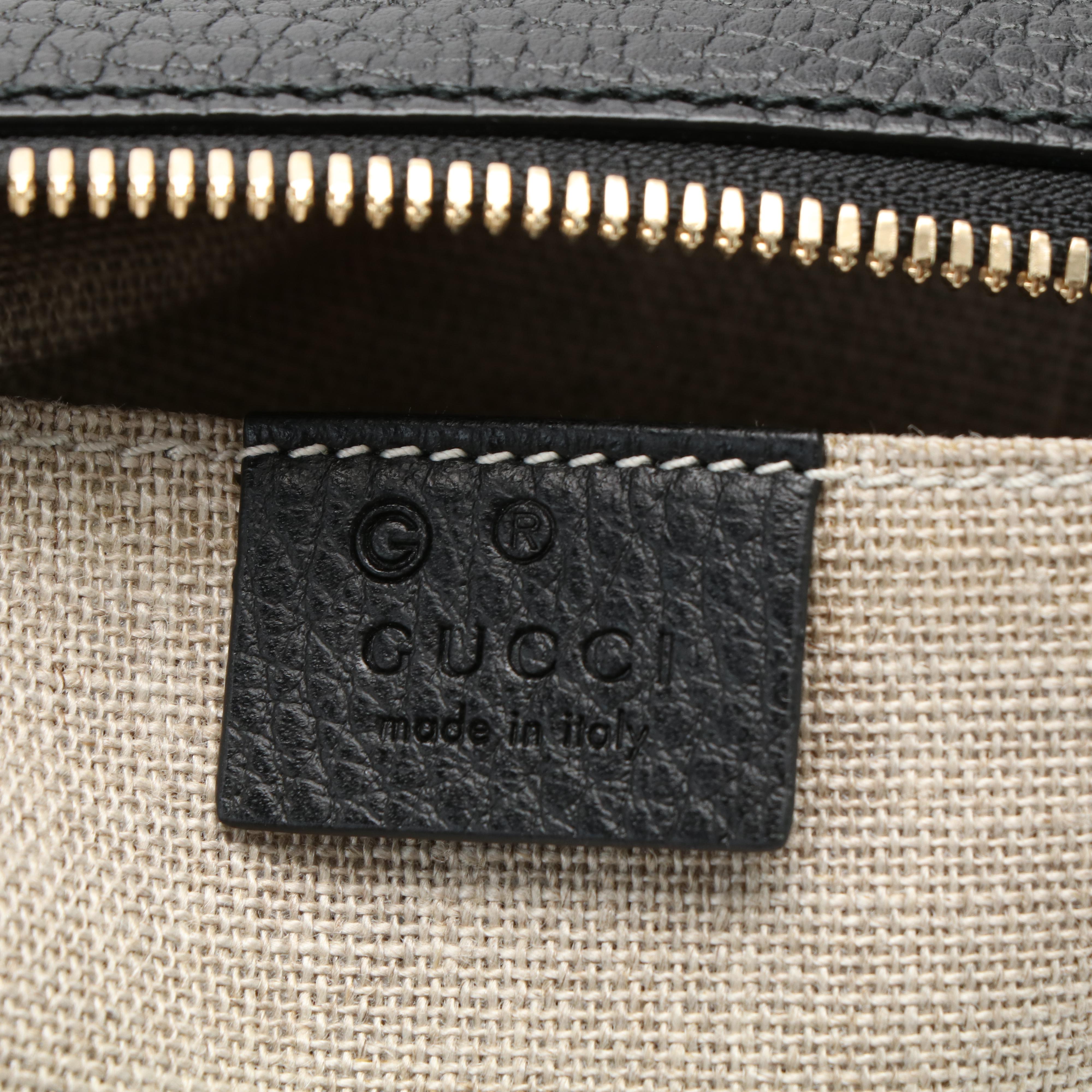 Gucci Bamboo Tassel Clutch Bag in Black Pebbled Leather