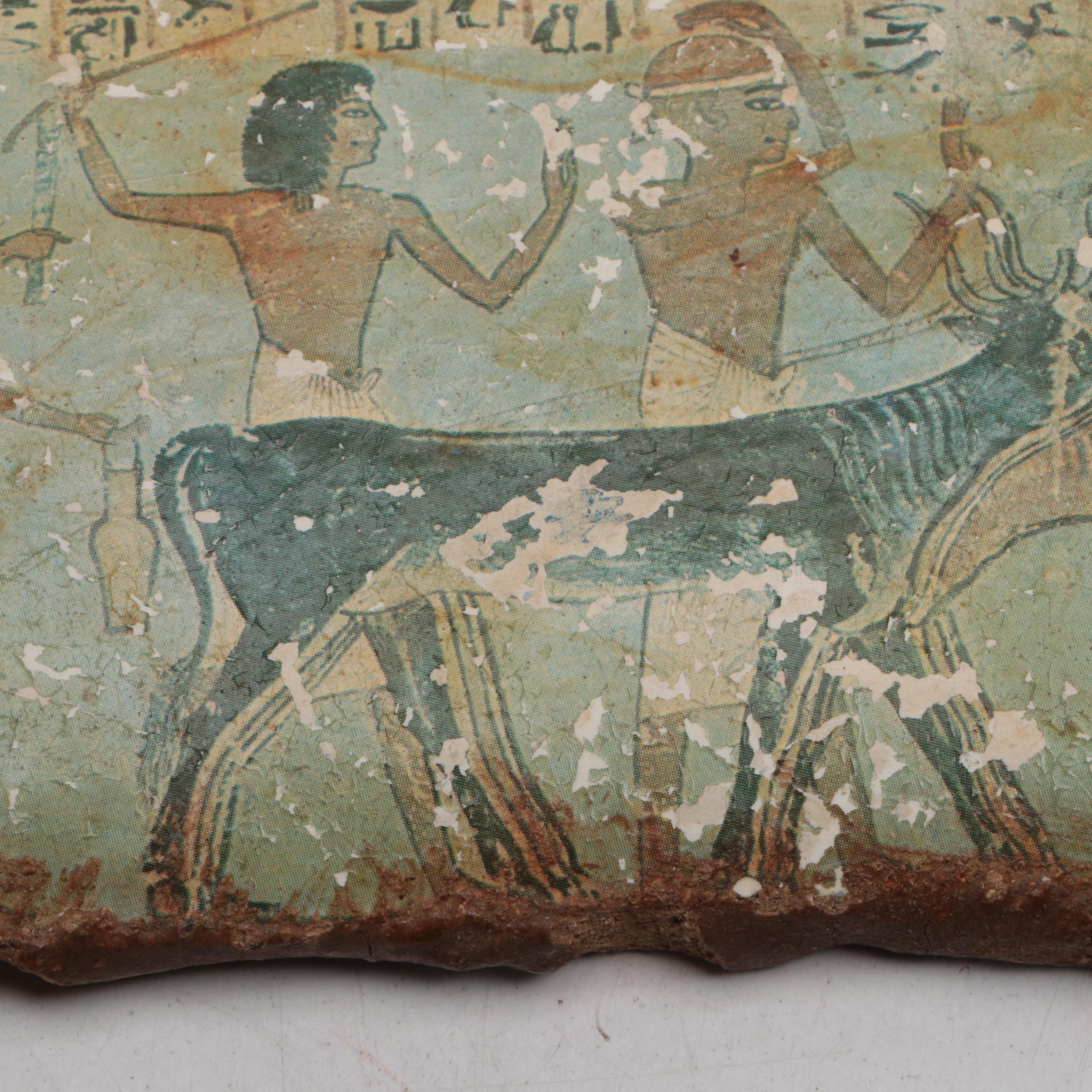 Decorative Code of Hammurabi Tablet with Egyptian Figurines and Tomb Painting