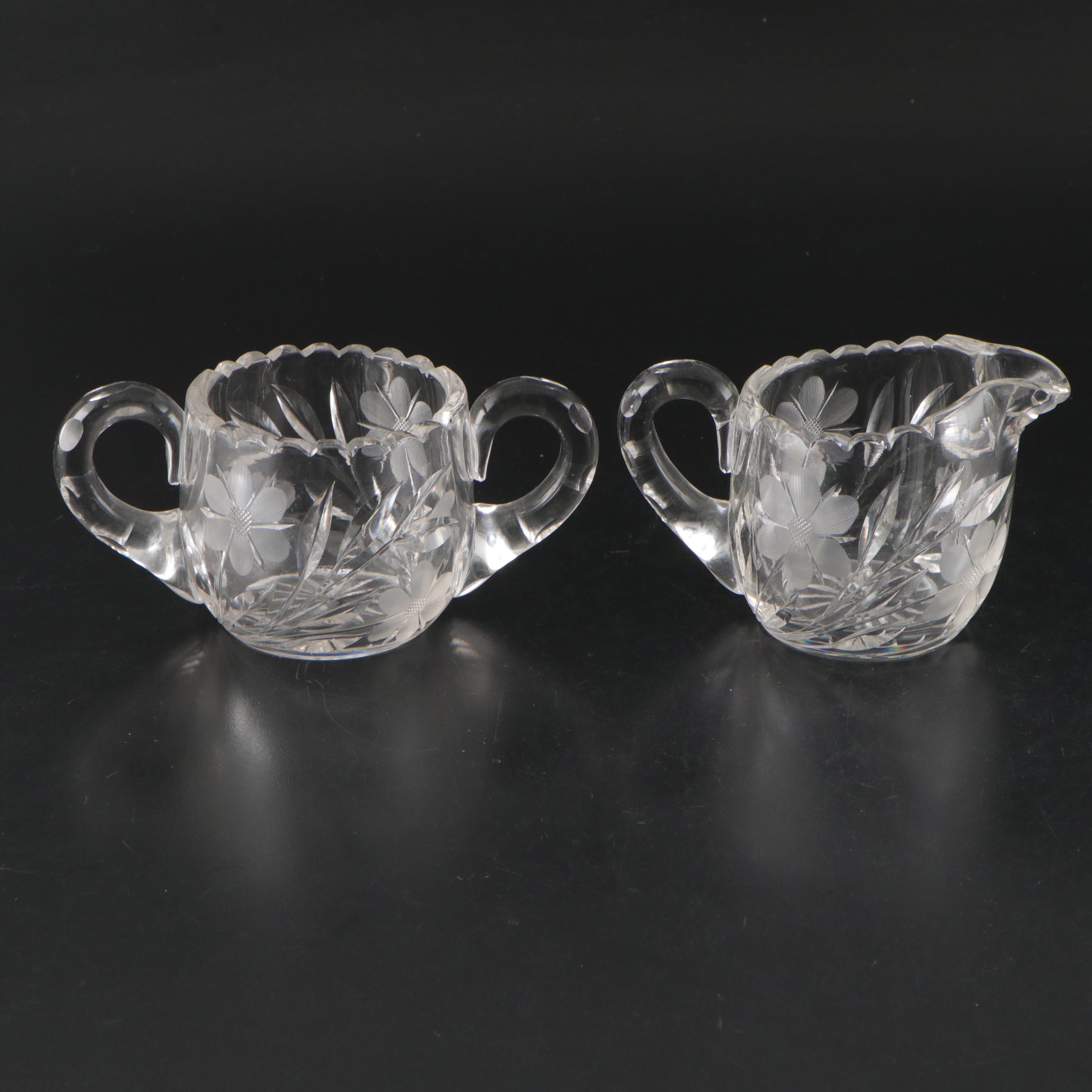 Glass Vases, Compote, Sugar & Creamer, and Candy Bowl, Mid to Late 20th Century