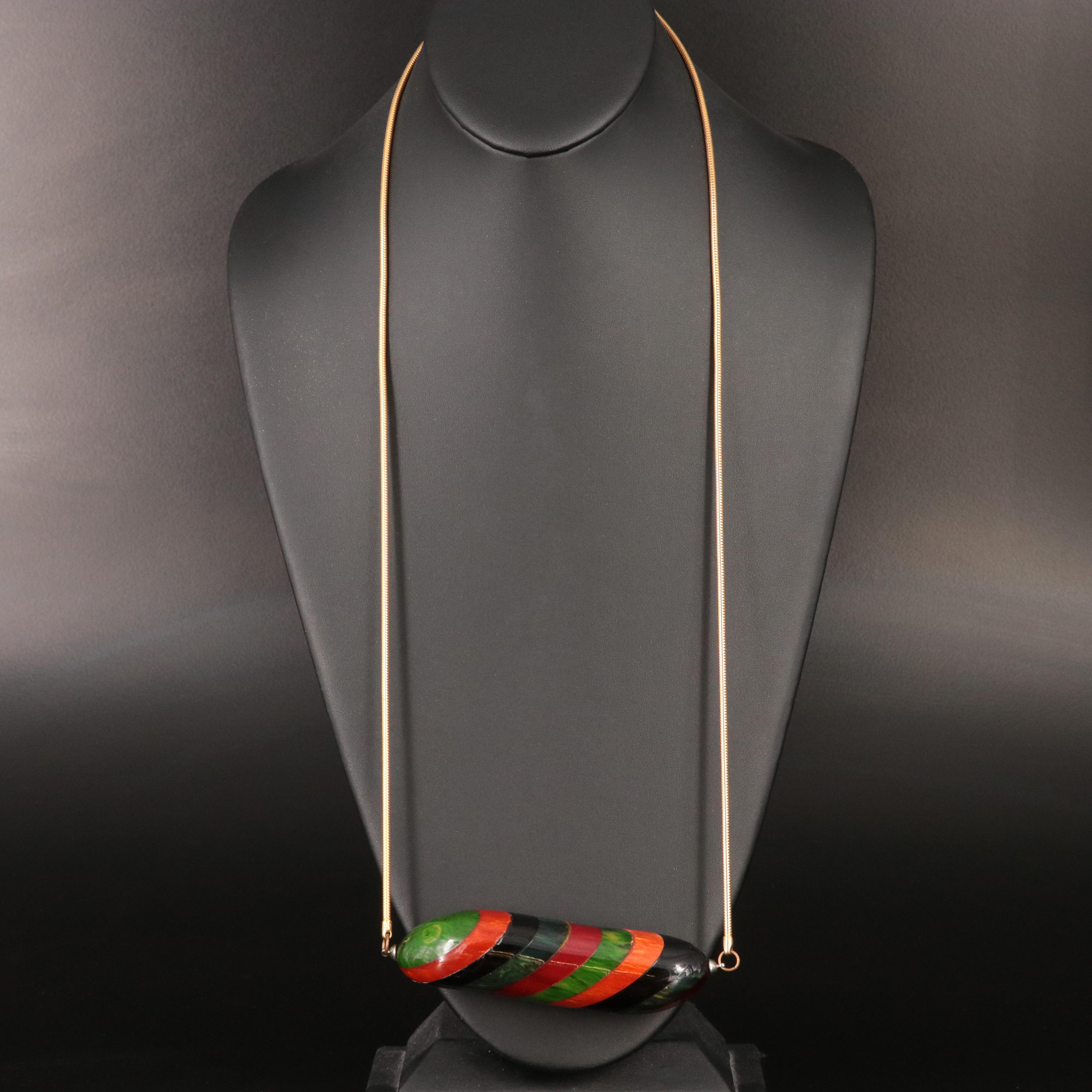 Bakelite Jewelry with Deep Carved Bangle and Multi-Color Striped Bar Necklace