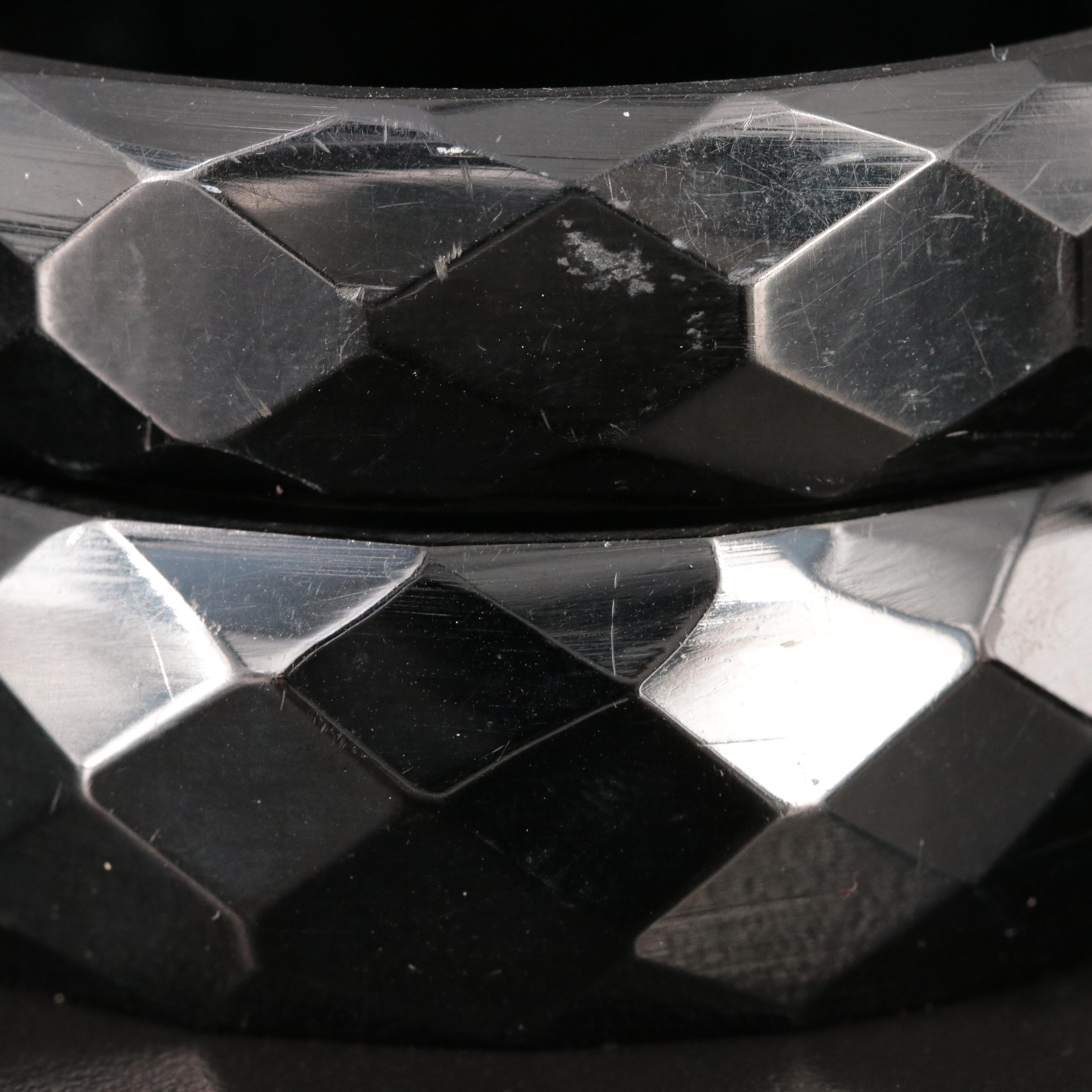 Bakelite Jewelry with Deep Carved Bangle and Multi-Color Striped Bar Necklace