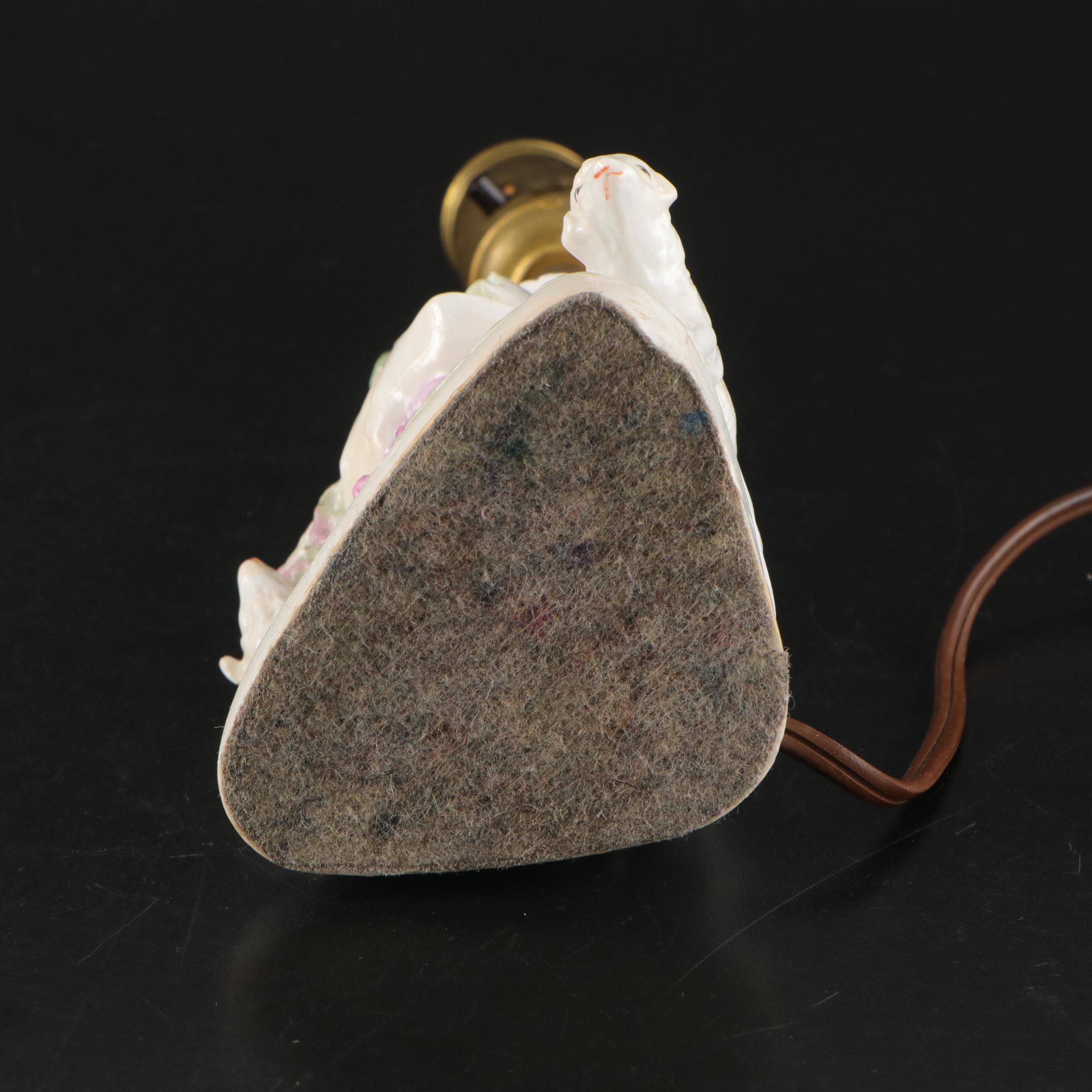 Staffordshire Style Hand-Painted Ceramic Shepherd and Shepherdess Table Lamps